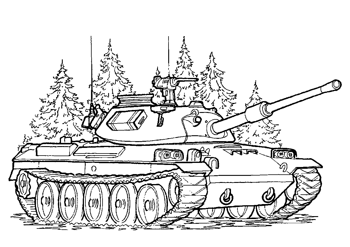 Японский танк ТИП-74 Раскраска танк №390. Раскраски для мальчиков по категориям. Танки.