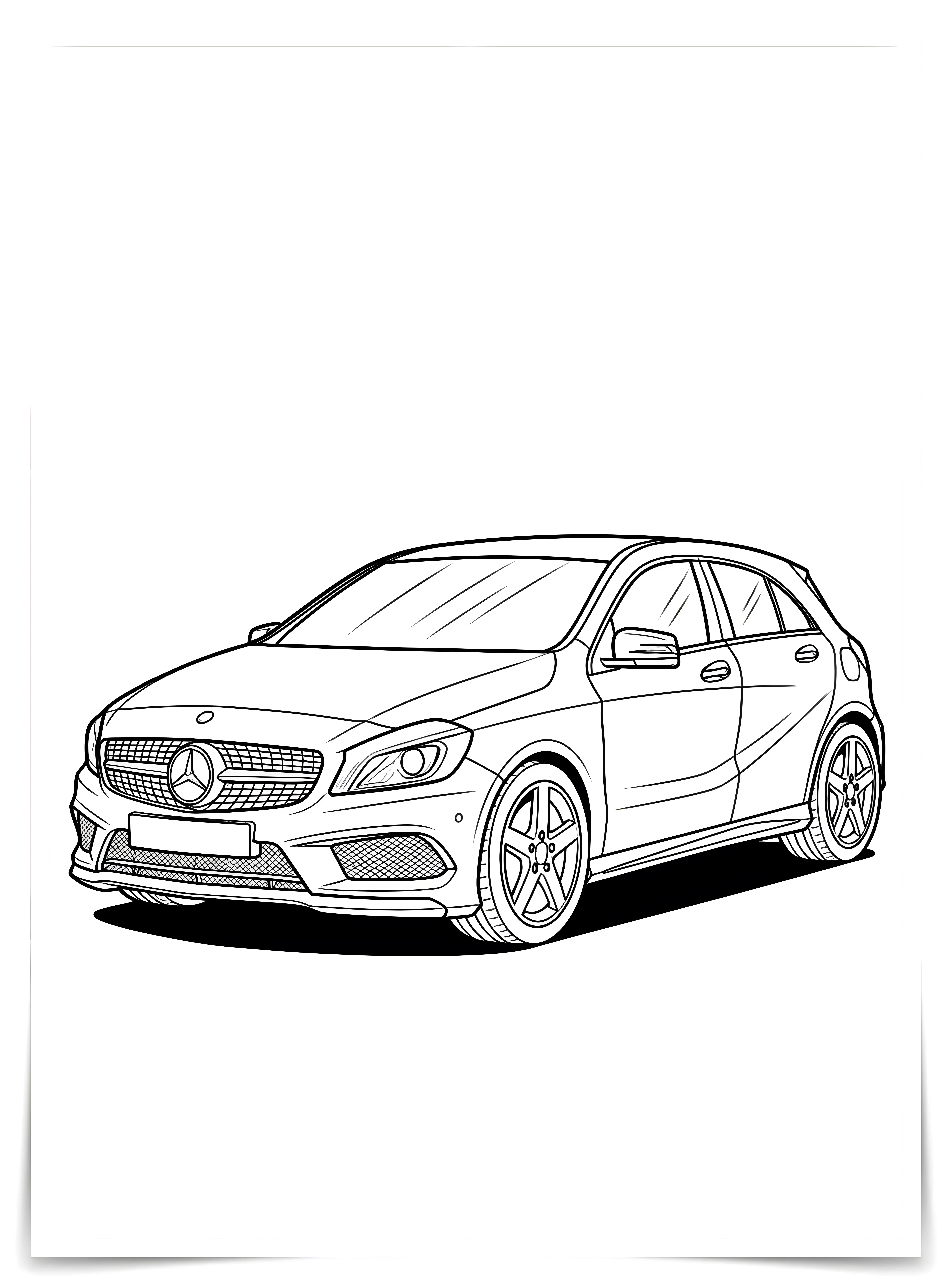Машина Mercedes-Benz A200 №689. Раскраски по возрастам и полу. Раскраски для мальчиков.