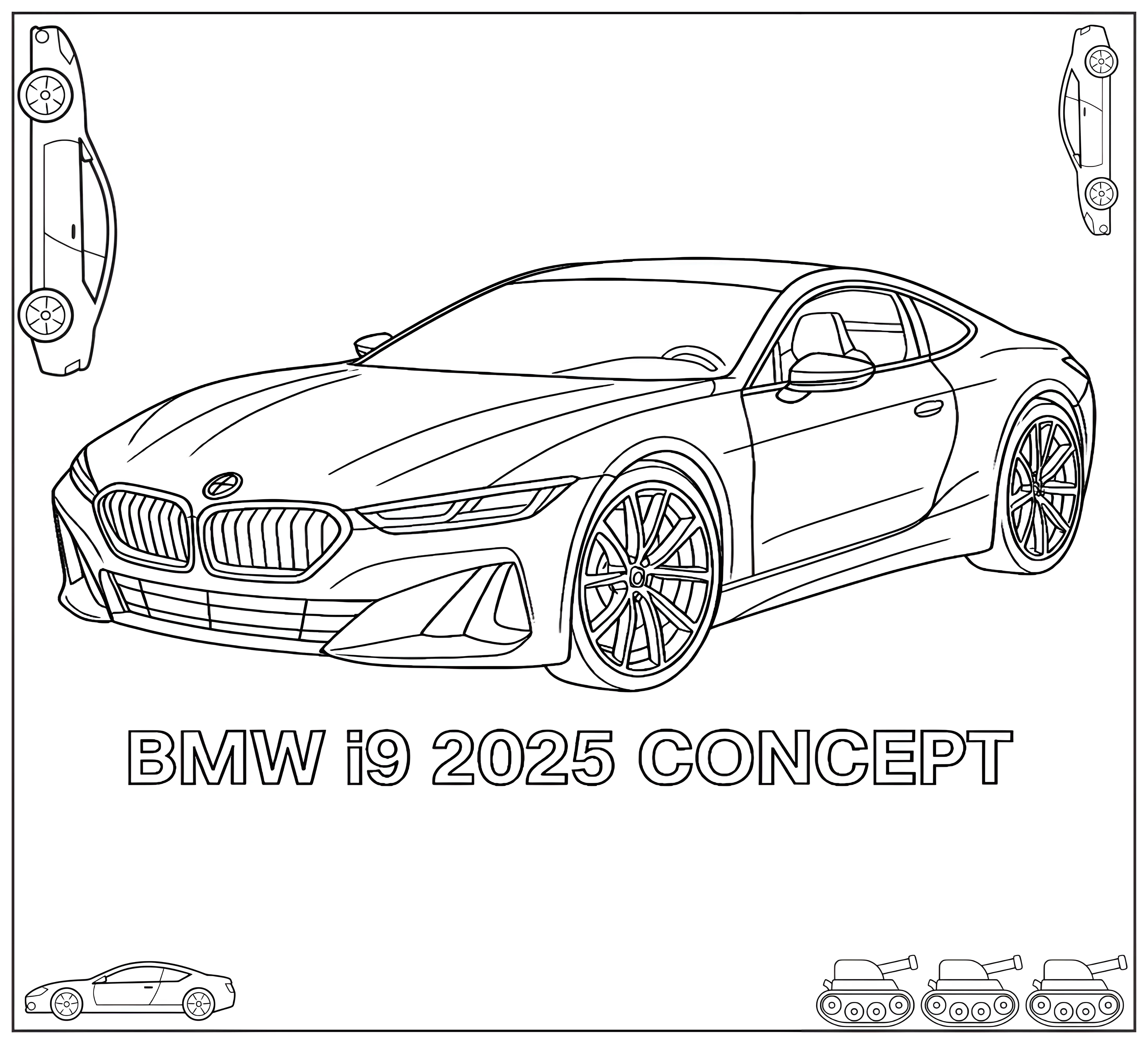 БМВ i9 2025 Concept №8607. Раскраски по возрастам и полу. Раскраски для мальчиков.