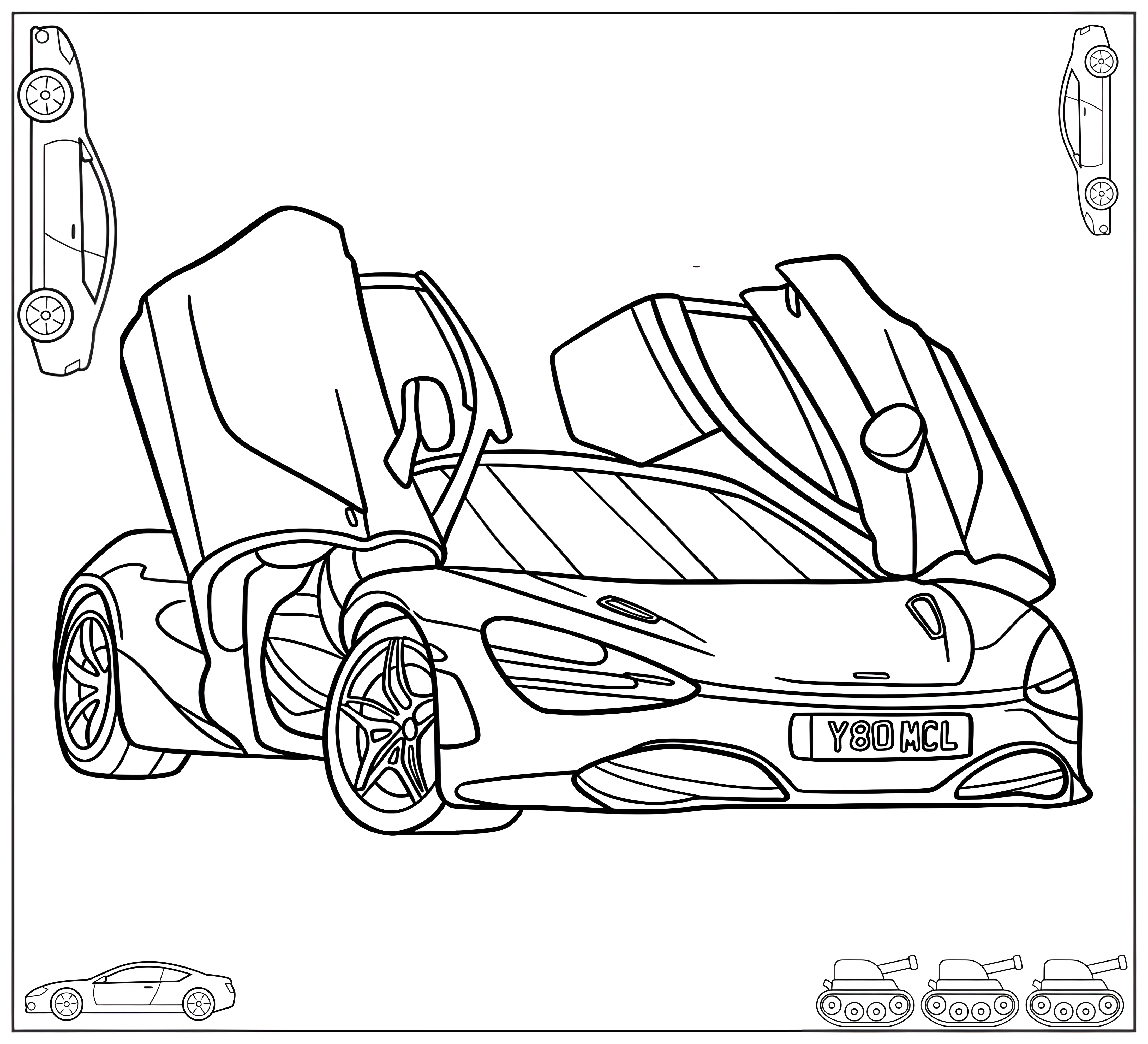 Спортивный Макларен 720S №8759. Раскраски по возрастам и полу. Раскраски для мальчиков.