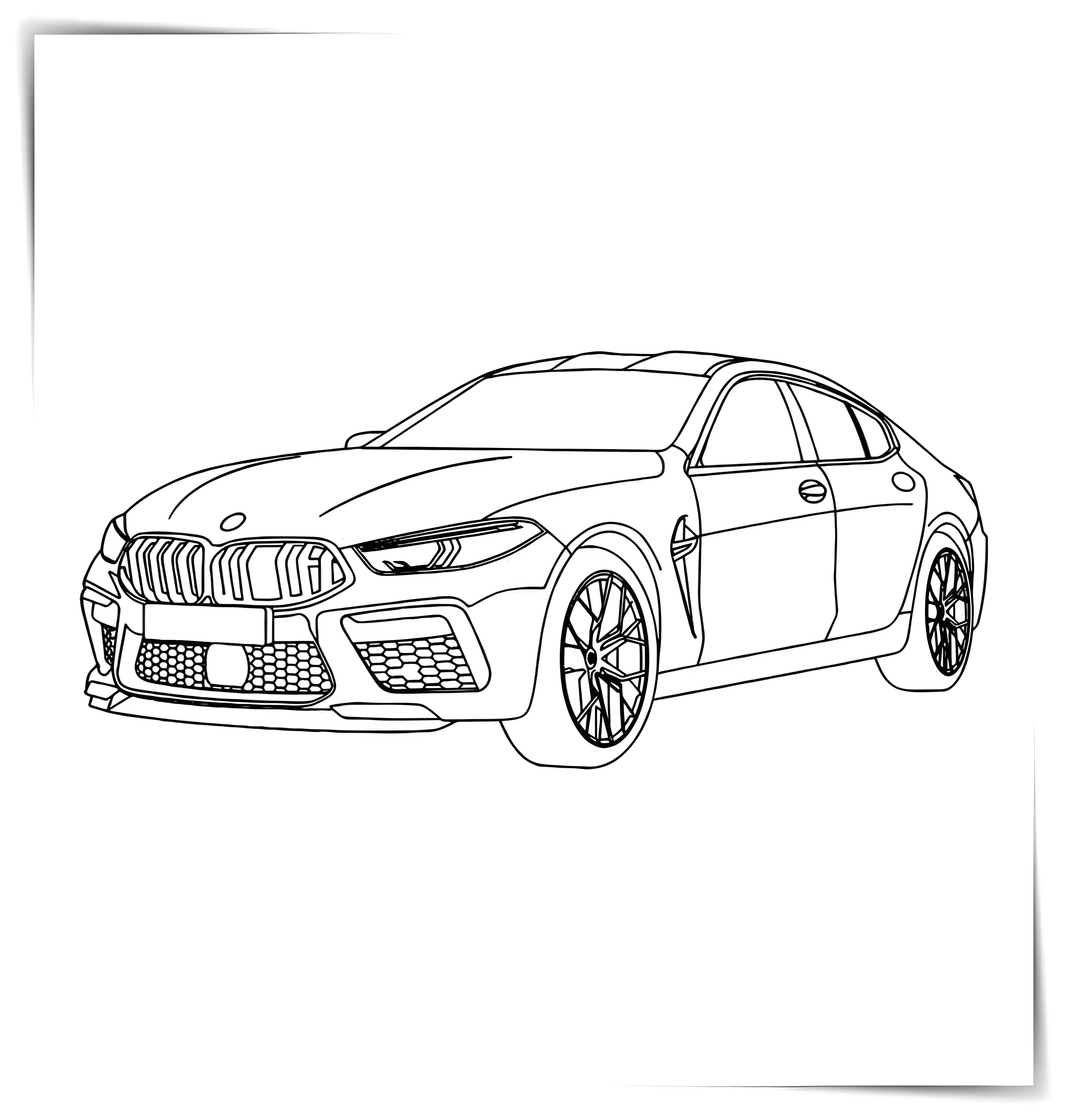 БМВ M8 (F92) Gran Coupe №953. Раскраски по возрастам и полу. Раскраски для мальчиков.
