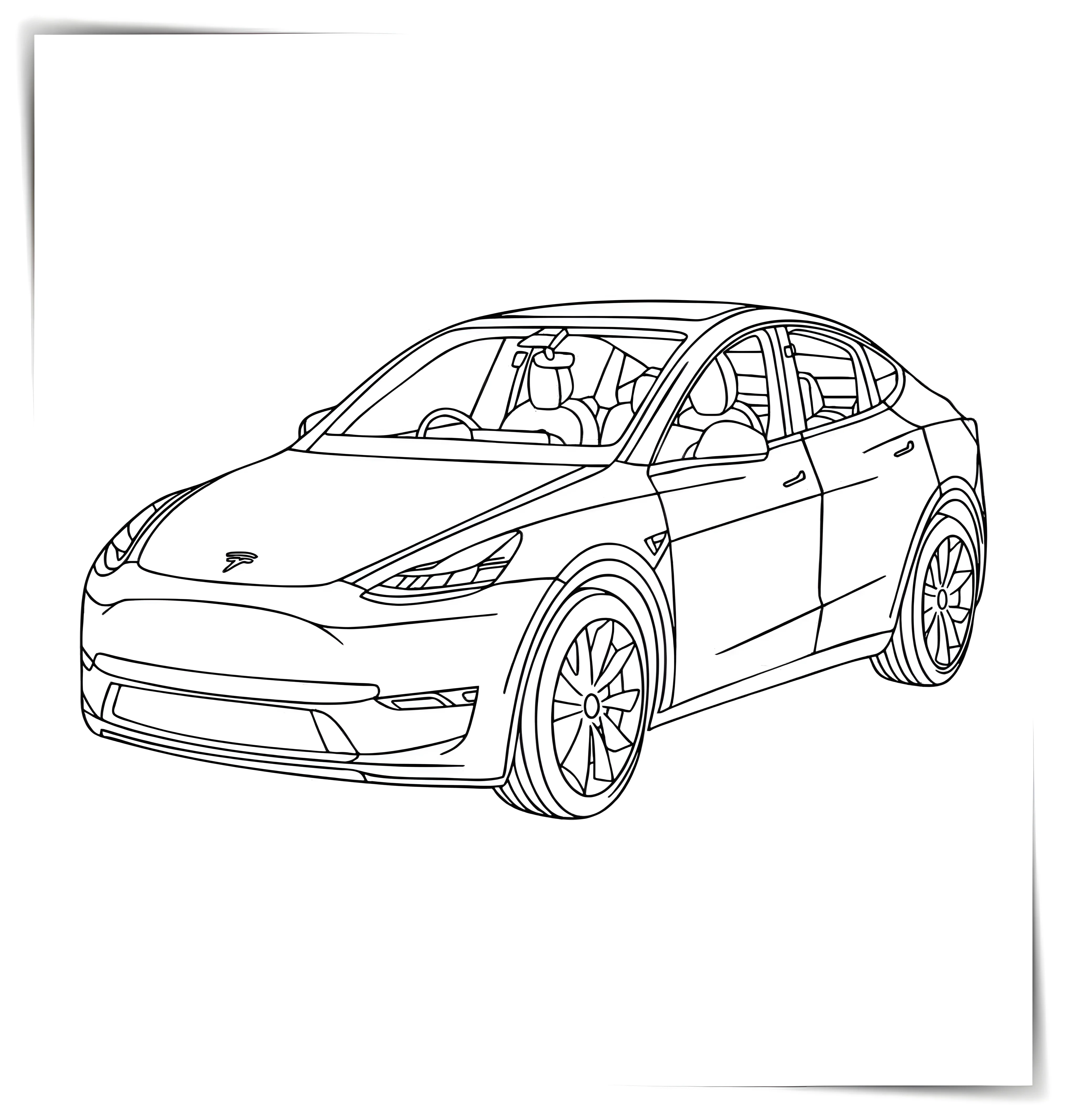 Электрический кроссовер Тесла Model X №996. Раскраски по возрастам и полу. Раскраски для мальчиков.