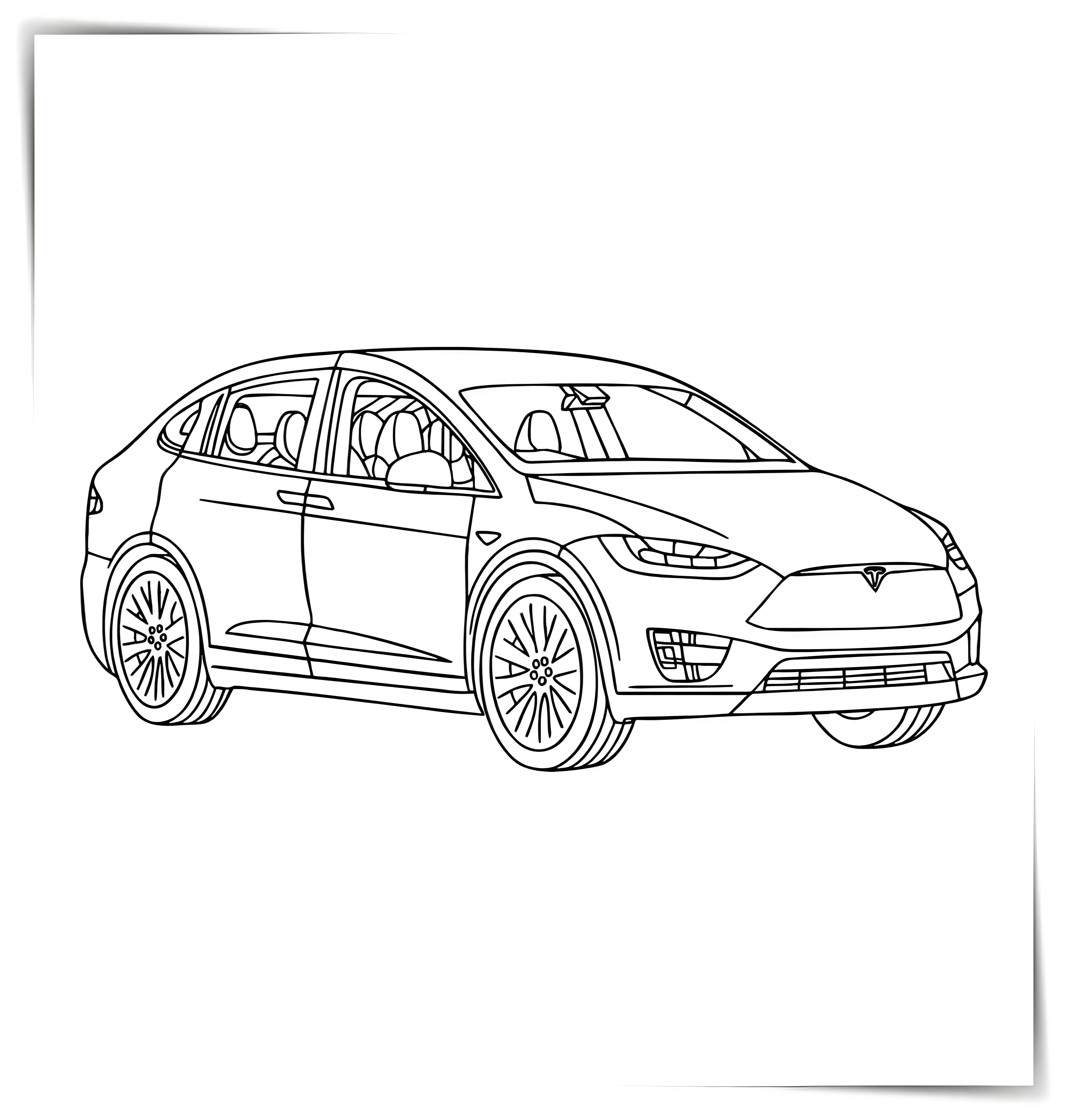 Тесла Model Y №1012. Раскраски по возрастам и полу. Раскраски для мальчиков.