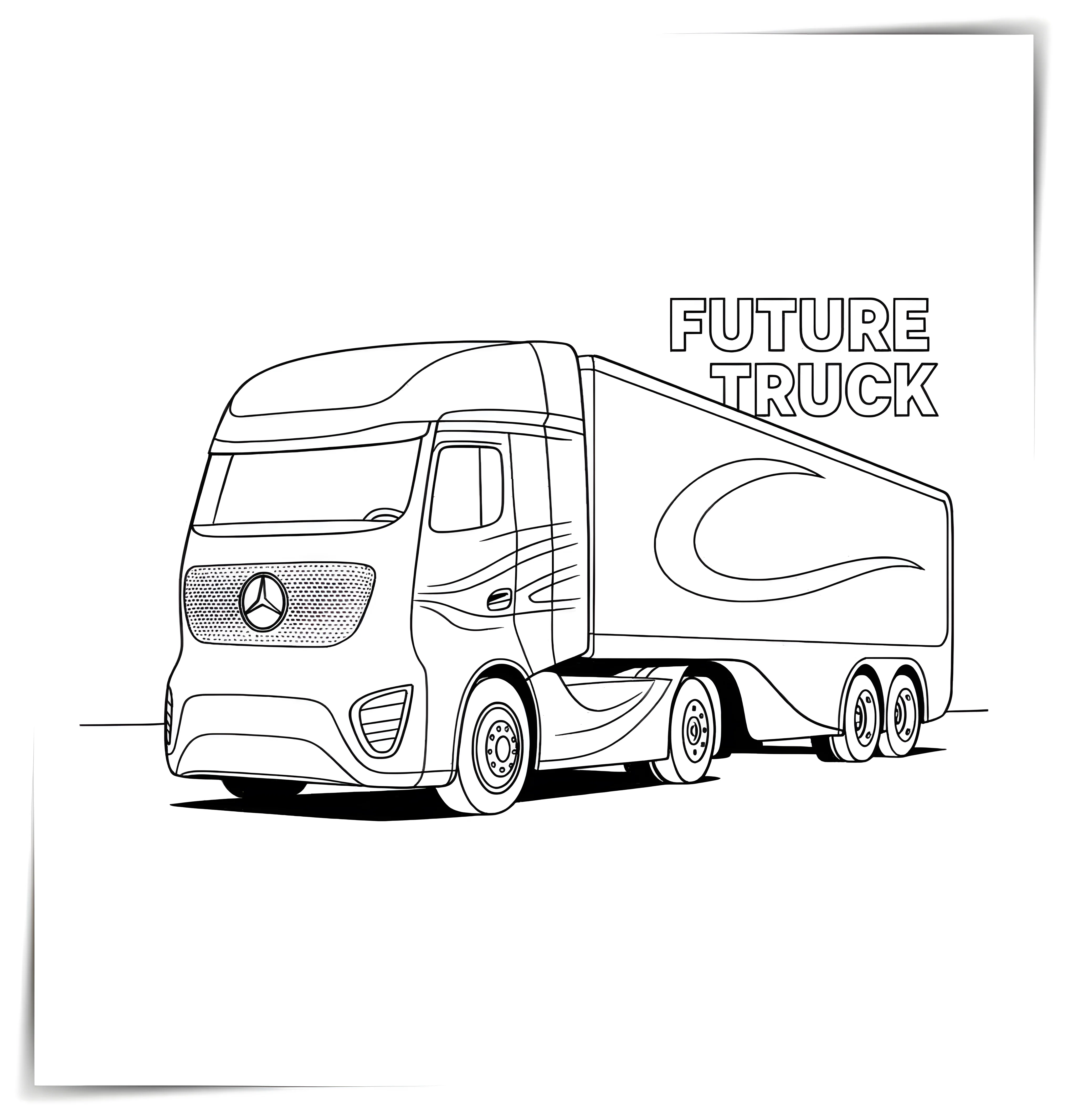 Фура Мерседес Future Truck №933. Раскраски по возрастам и полу. Раскраски для мальчиков.