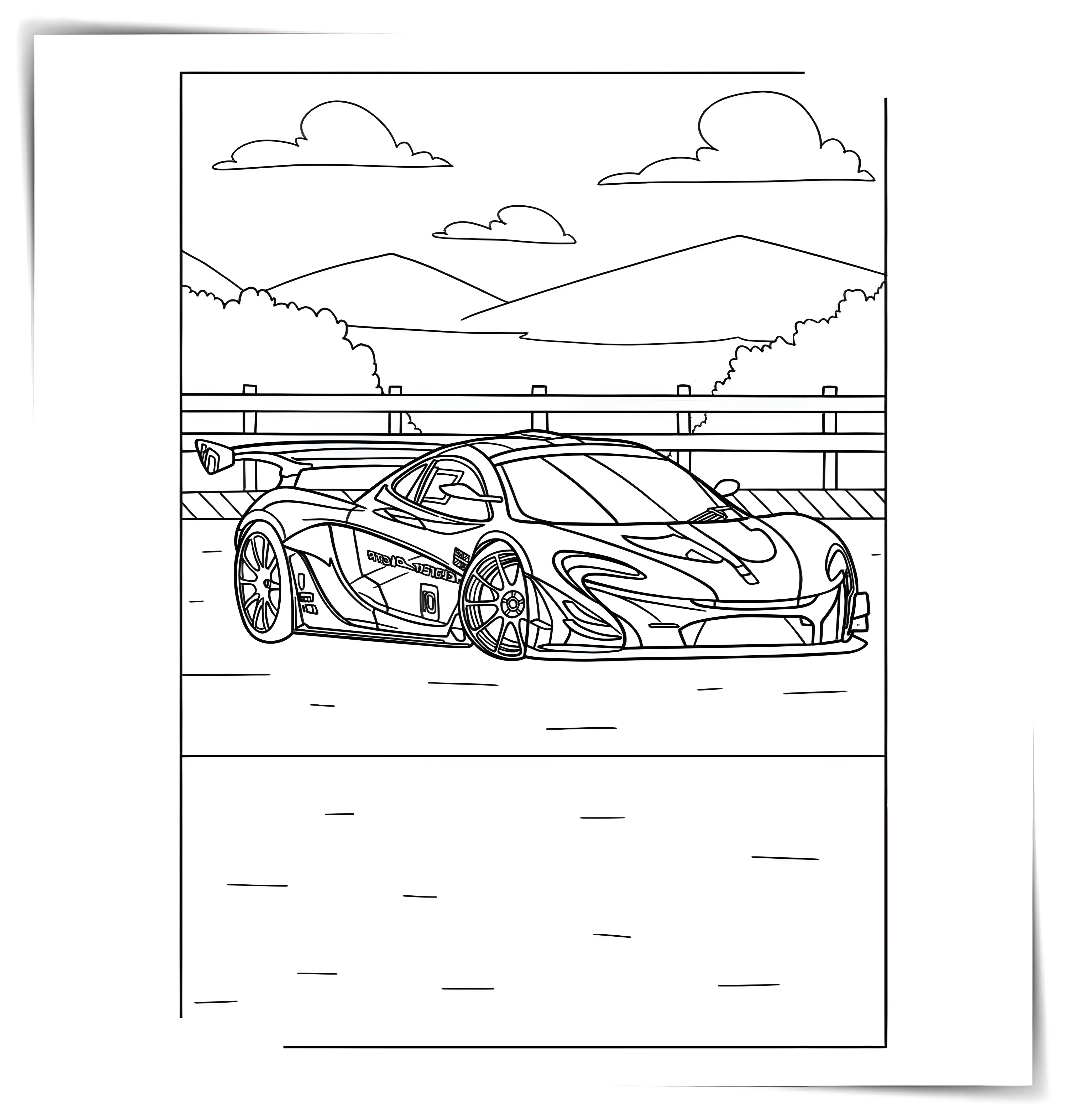 Гоночный McLaren P1 GTR №1048. Раскраски по возрастам и полу. Раскраски для мальчиков.