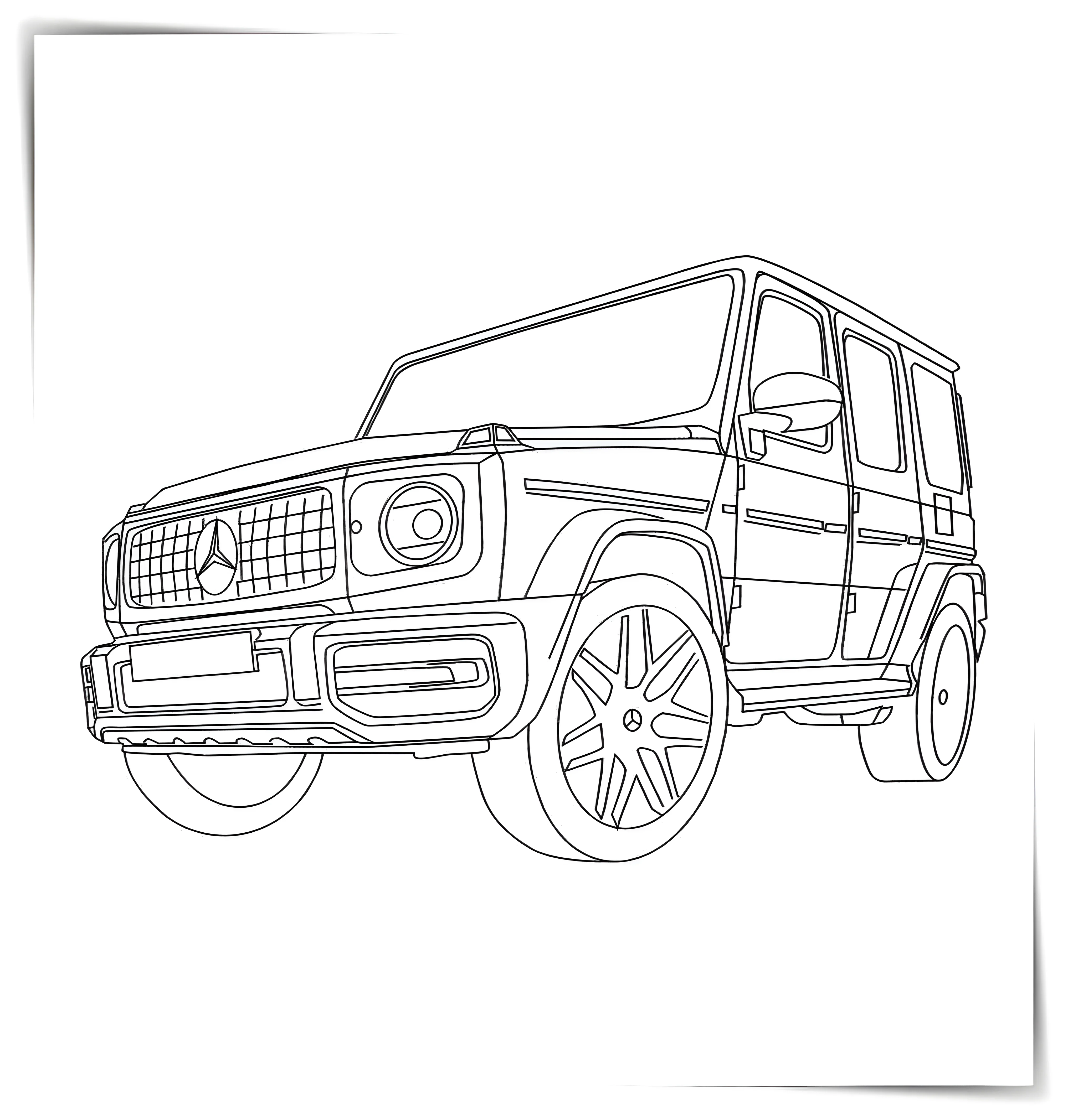 Красивый Гелик AMG G63 №992. Раскраски по возрастам и полу. Раскраски для мальчиков.