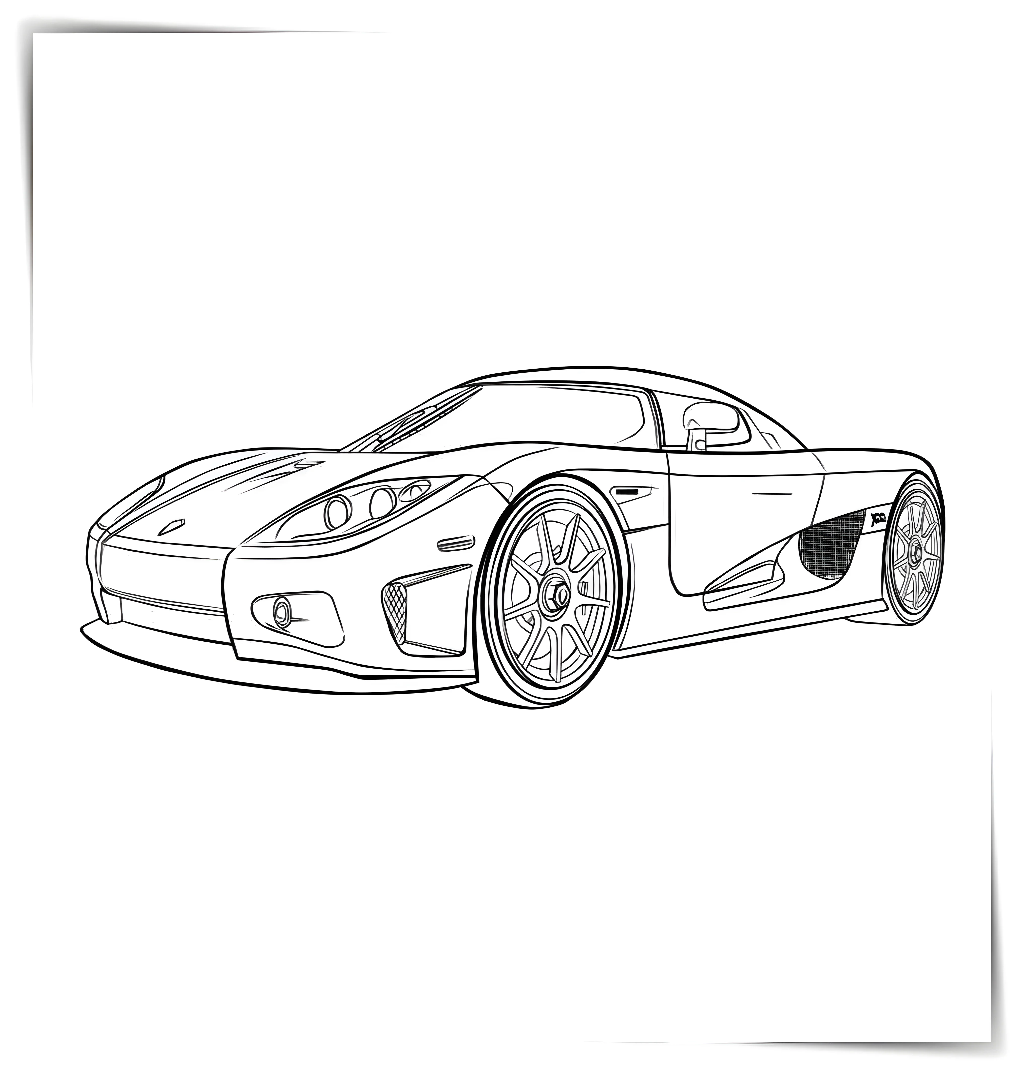 Машина Koenigsegg №1037. Раскраски по возрастам и полу. Раскраски для мальчиков.