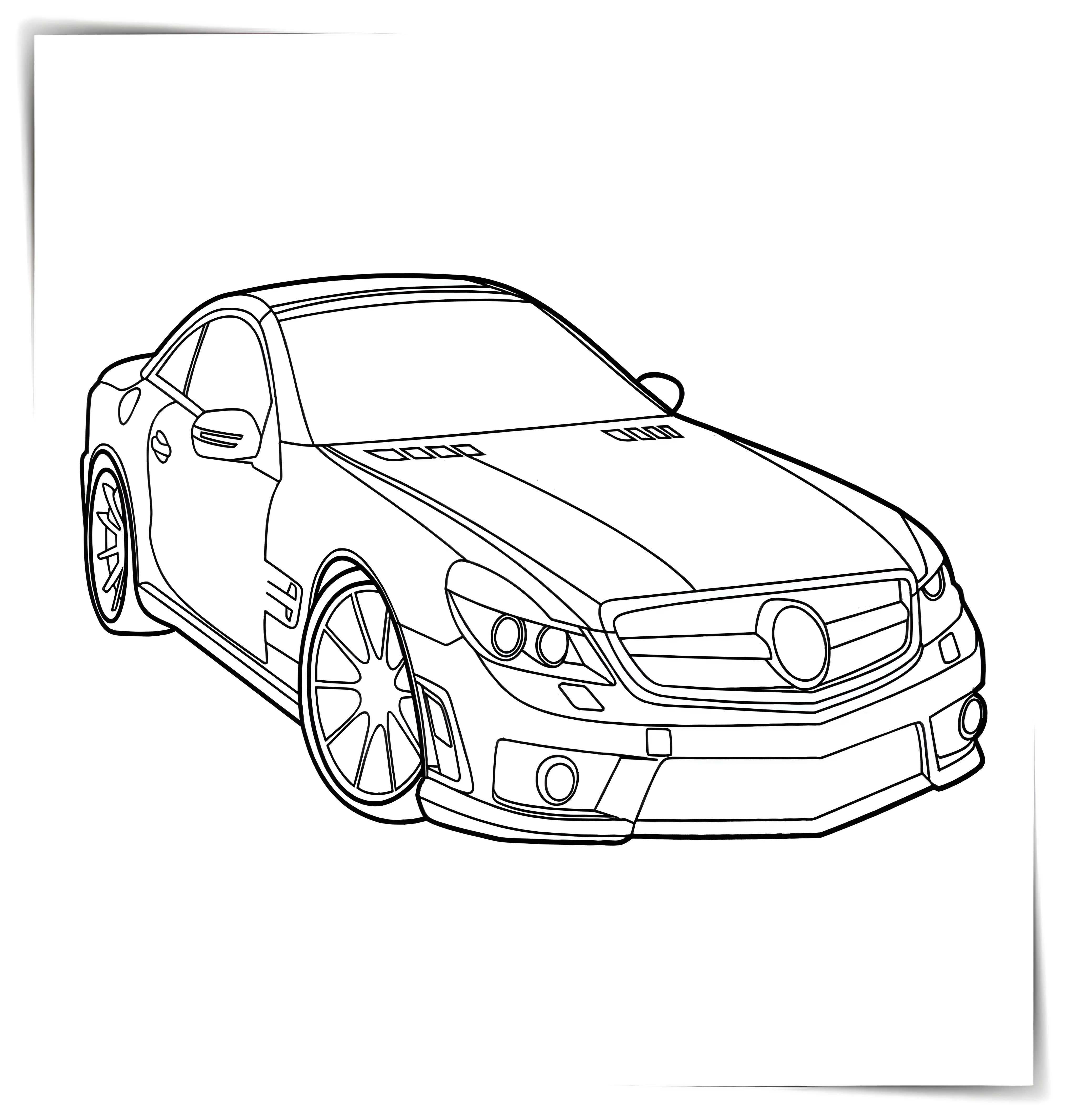 Мерседес Бенц SL 63 AMG №1019. Раскраски по возрастам и полу. Раскраски для мальчиков.