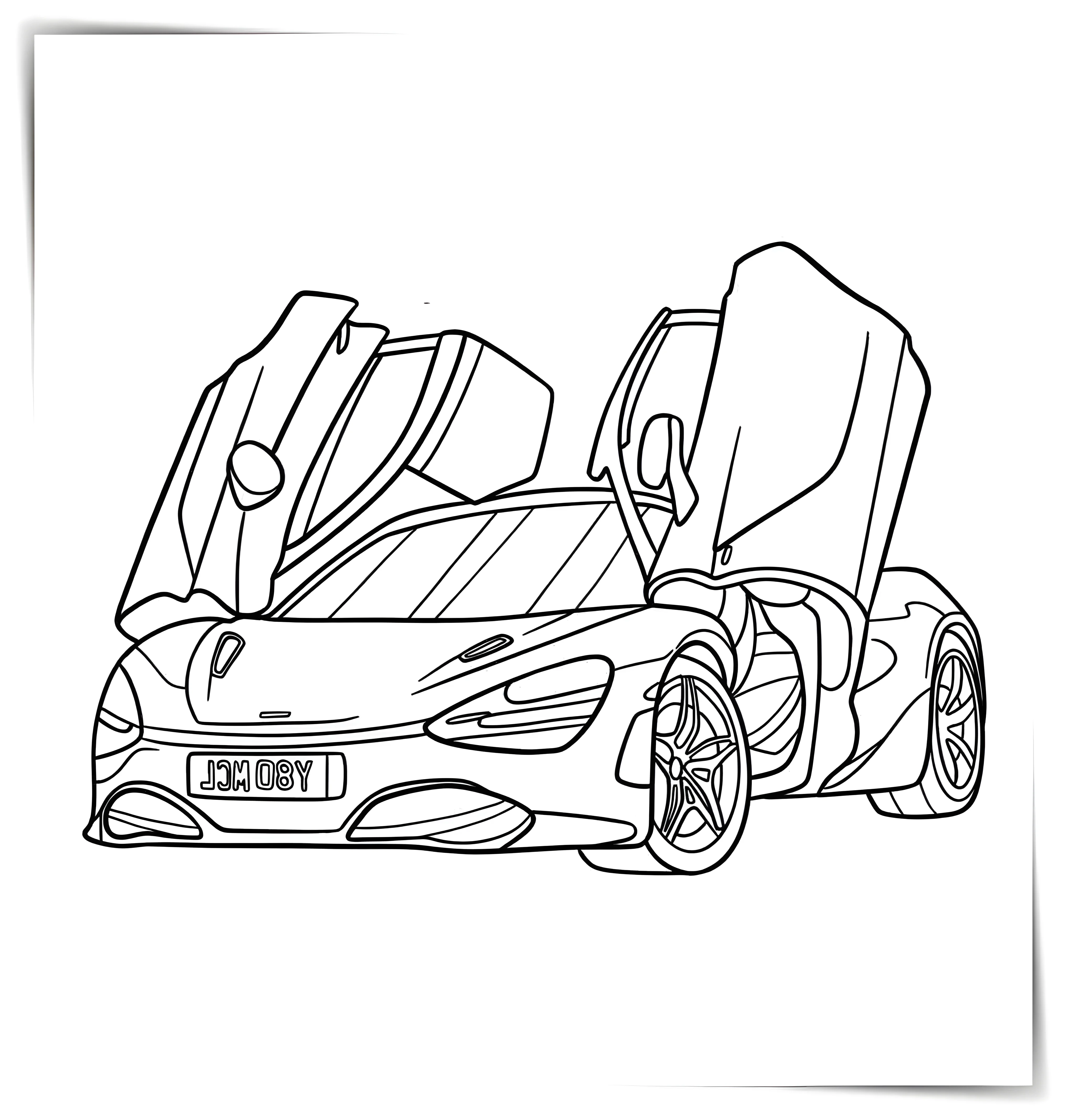 Спортивный Макларен 720S №955. Раскраски по возрастам и полу. Раскраски для мальчиков.
