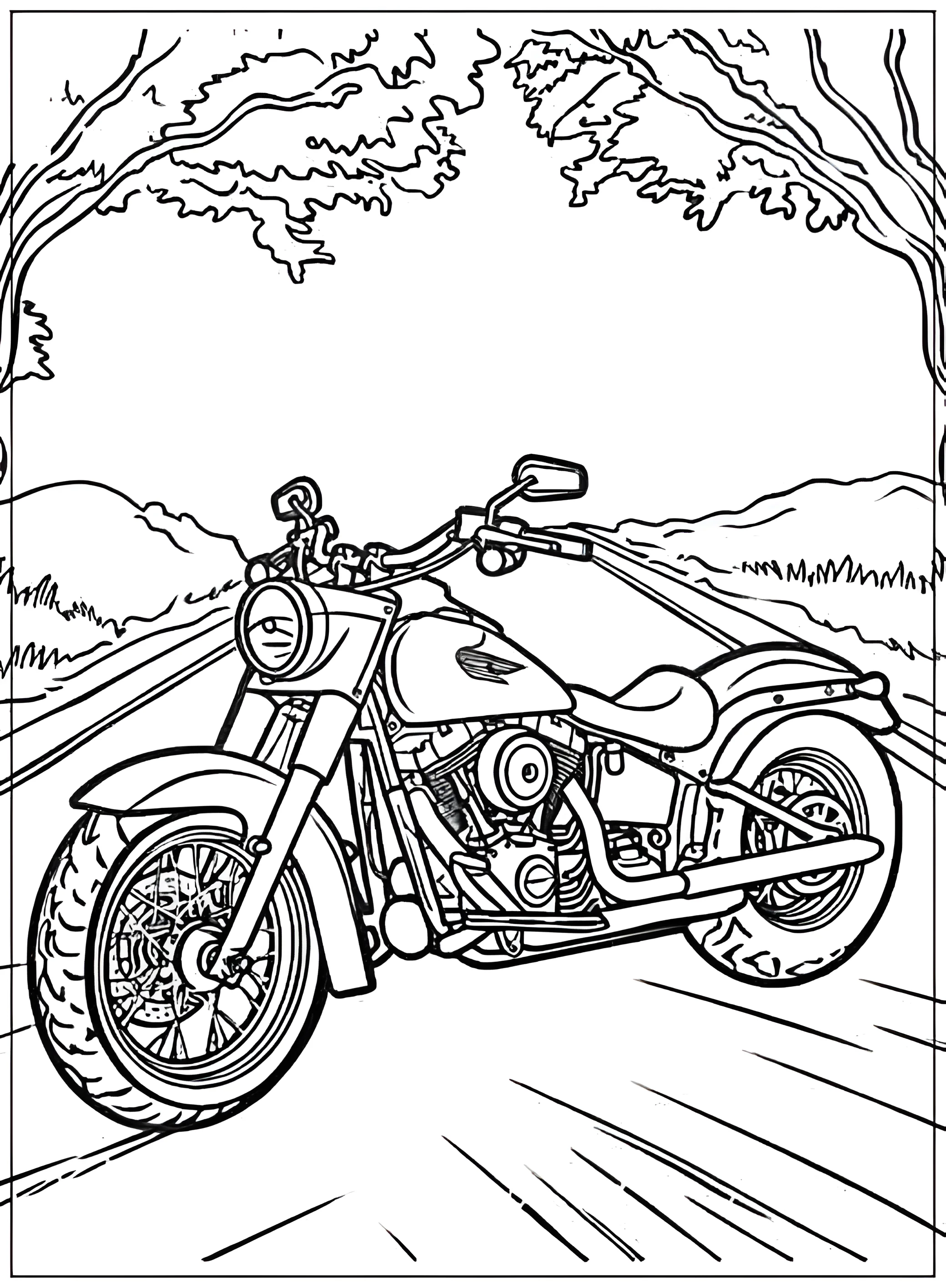 Мотоцикл Harley Davidson №2777. Раскраски по возрастам и полу. Раскраски для мальчиков.