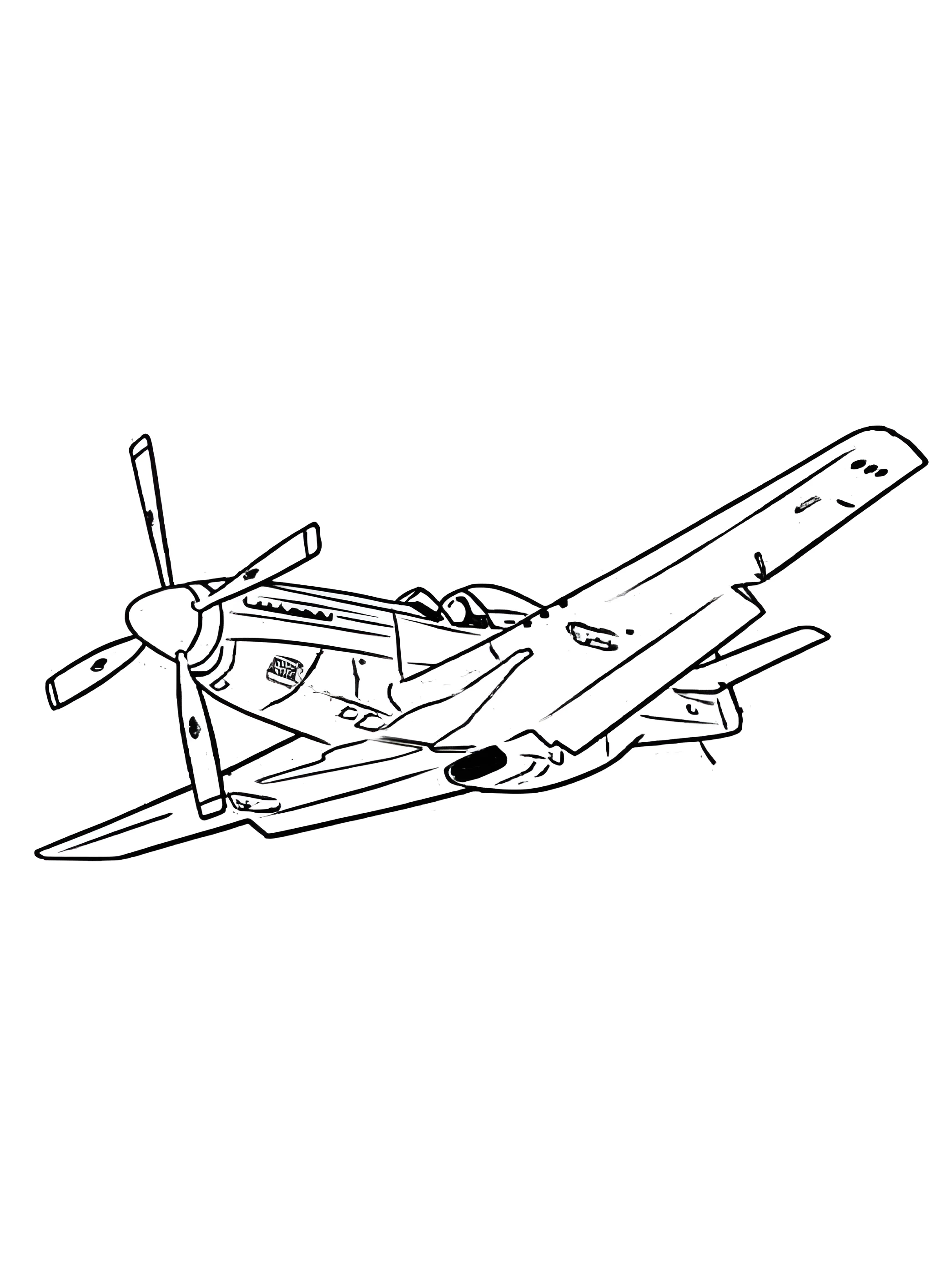 Самолет Норт Америкэн Р-51 Мустанг №2891. Раскраски по возрастам и полу. Раскраски для мальчиков.