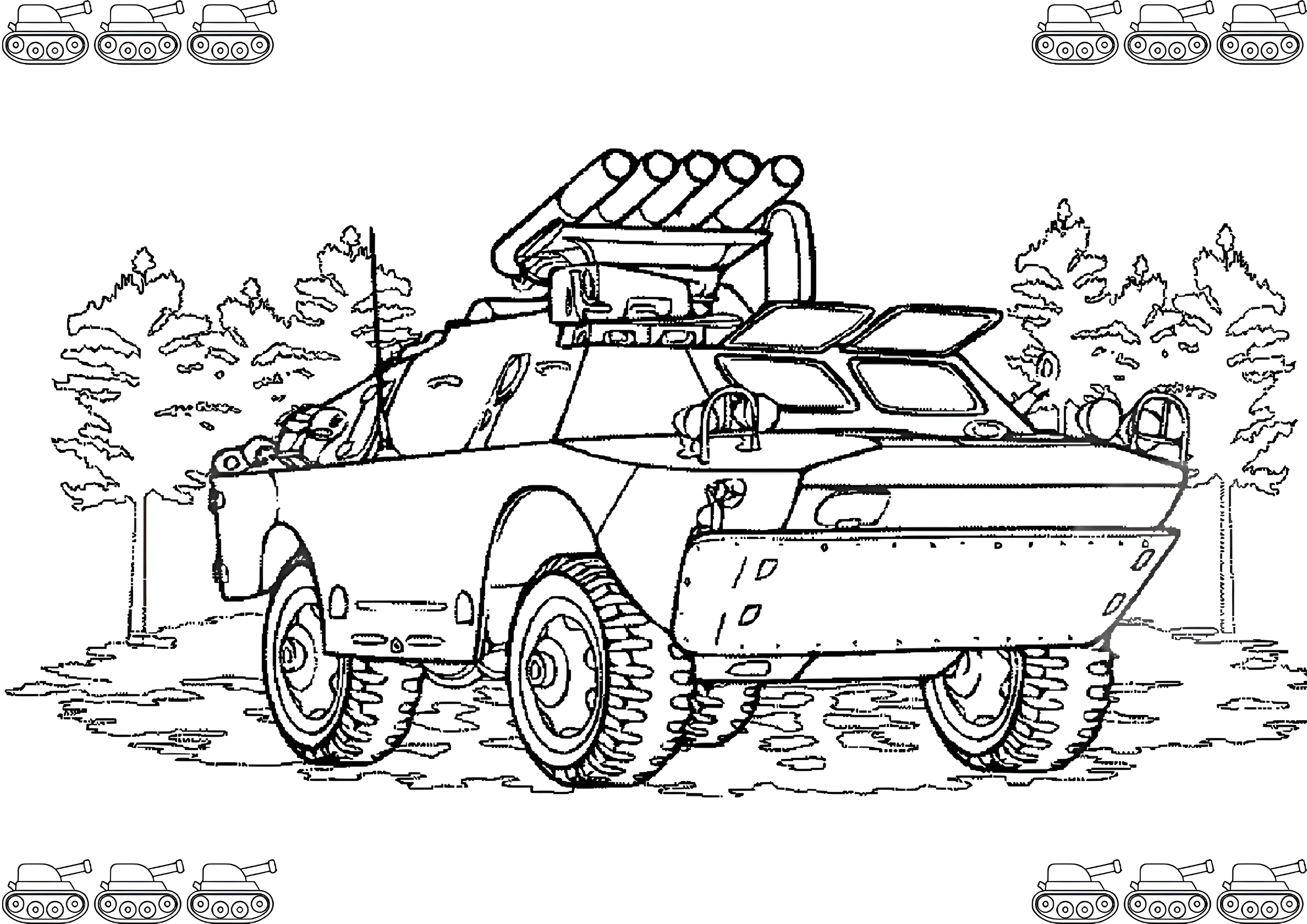 BRDM-2 №9095. Раскраски по возрастам и полу. Раскраски для мальчиков.