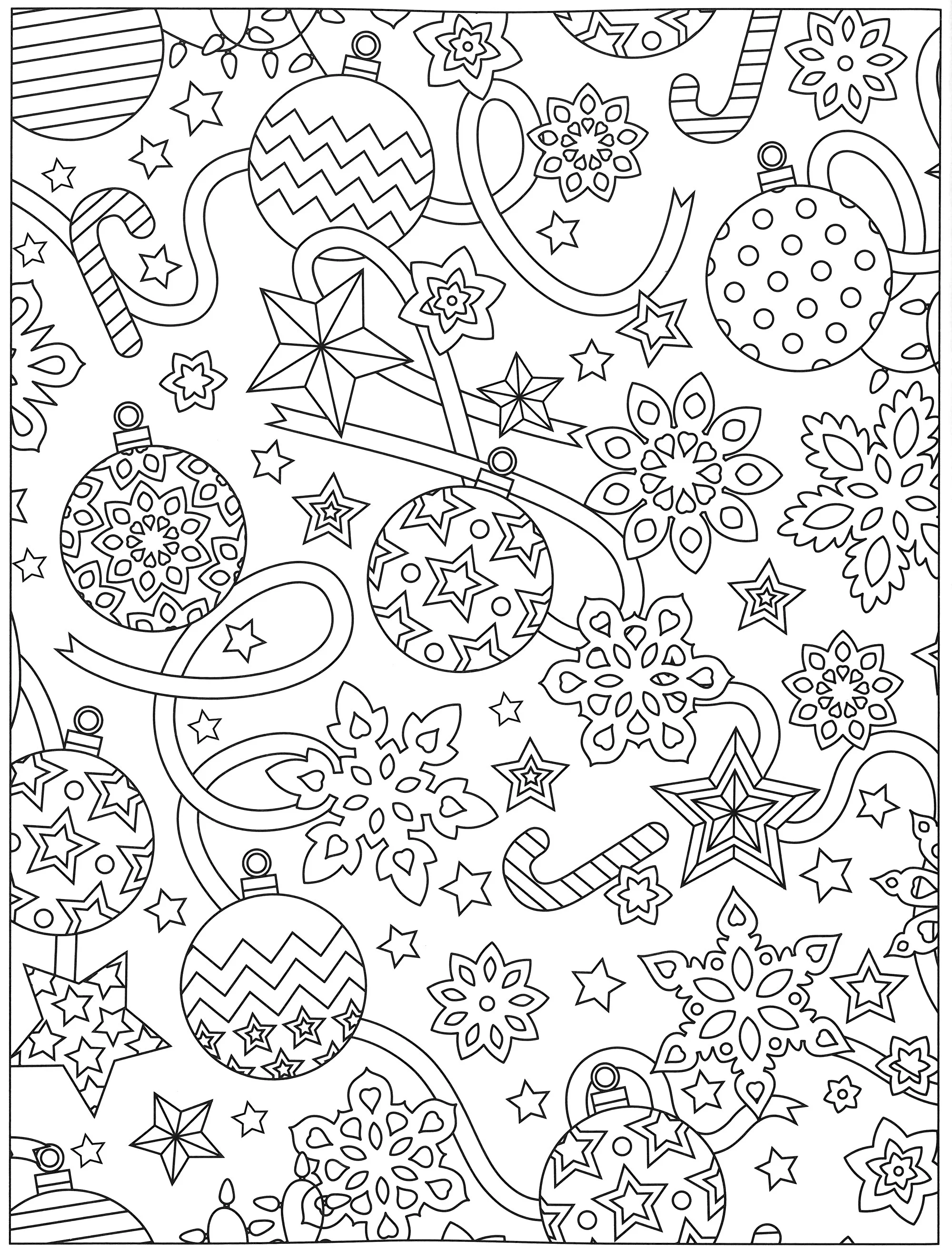 Игрушки и конфетти №13335. Праздничные и сезонные раскраски. Новогодние раскраски.