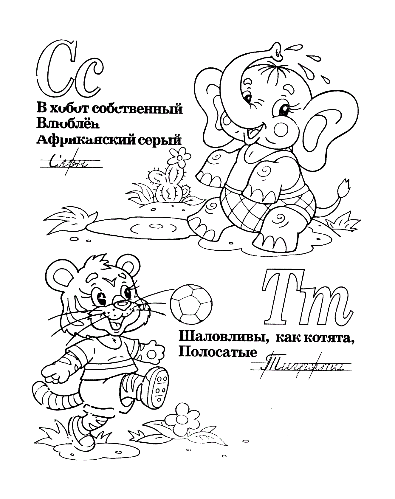 Буквы С и Т со стихами. Прочти стихи, напиши слова прописью и раскрась раскраску №1196. Прописи онлайн. Прописи с картинками, раскрасками и стихами для малышей.
