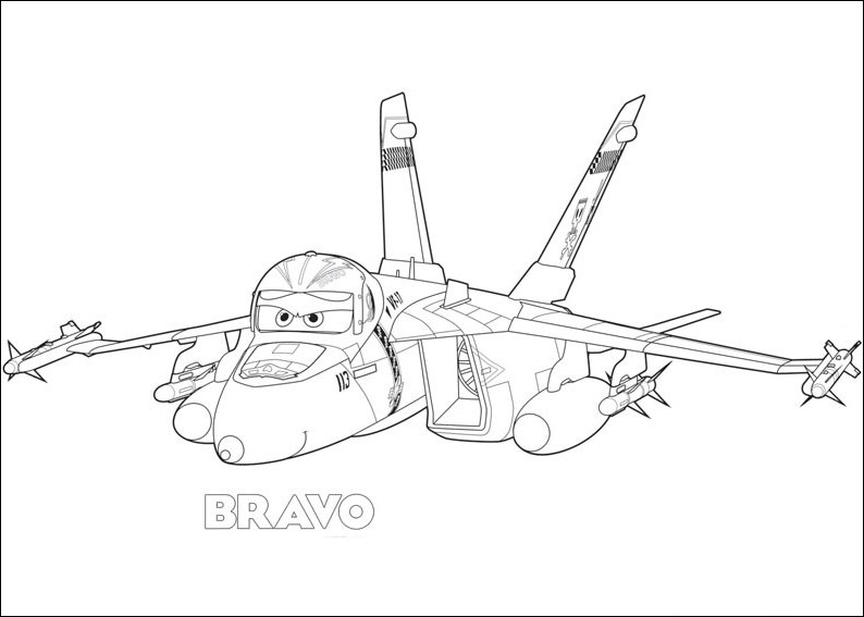 Браво из эскадрильи Летучие монтировки №5096. Популярные раскраски. Раскраски из мультиков.