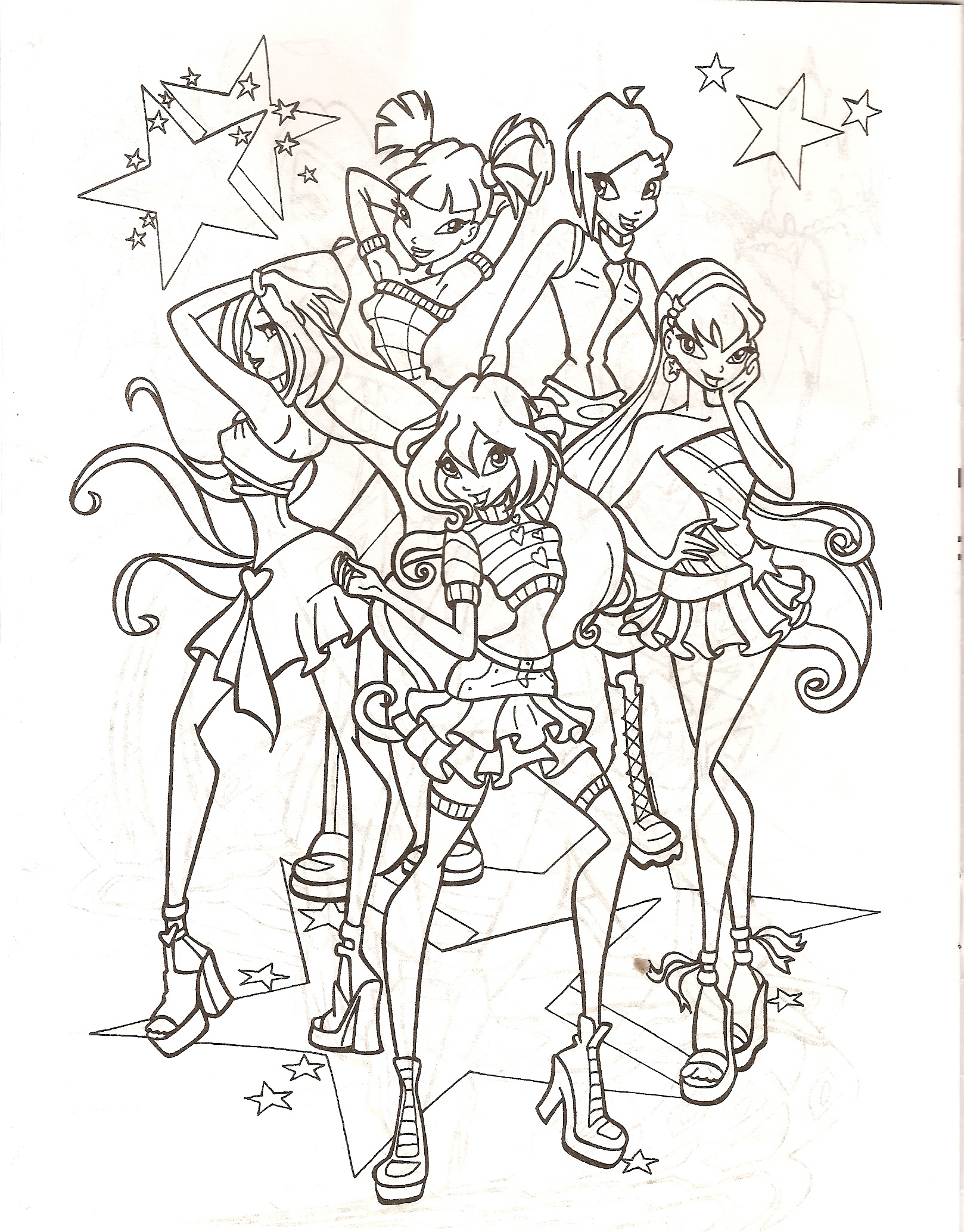 Все герои Winx №4384. Популярные раскраски. Раскраски из мультиков.