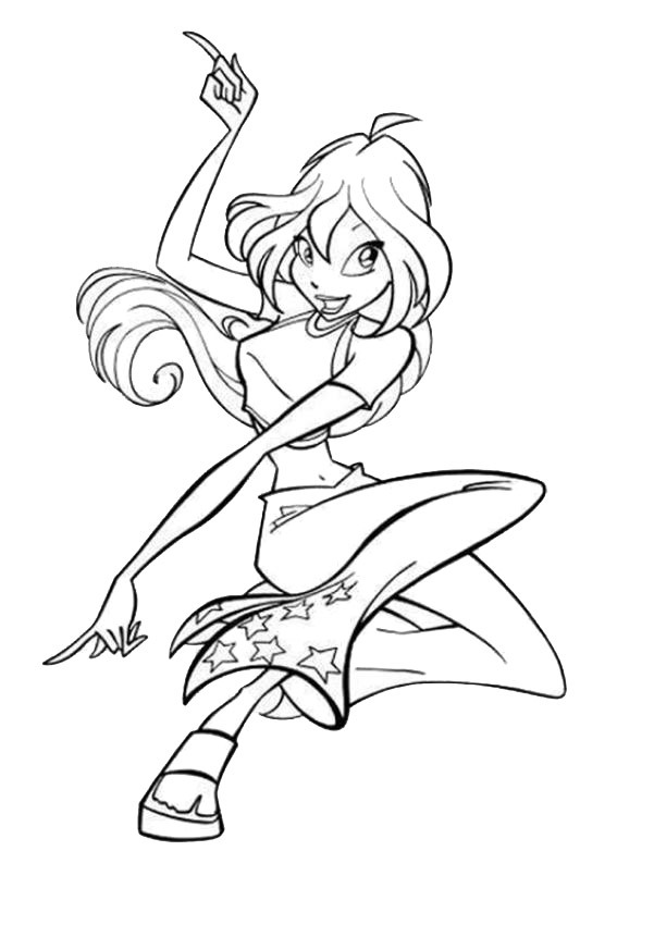 Winx Флора №6679. Популярные раскраски. Раскраски из мультиков.