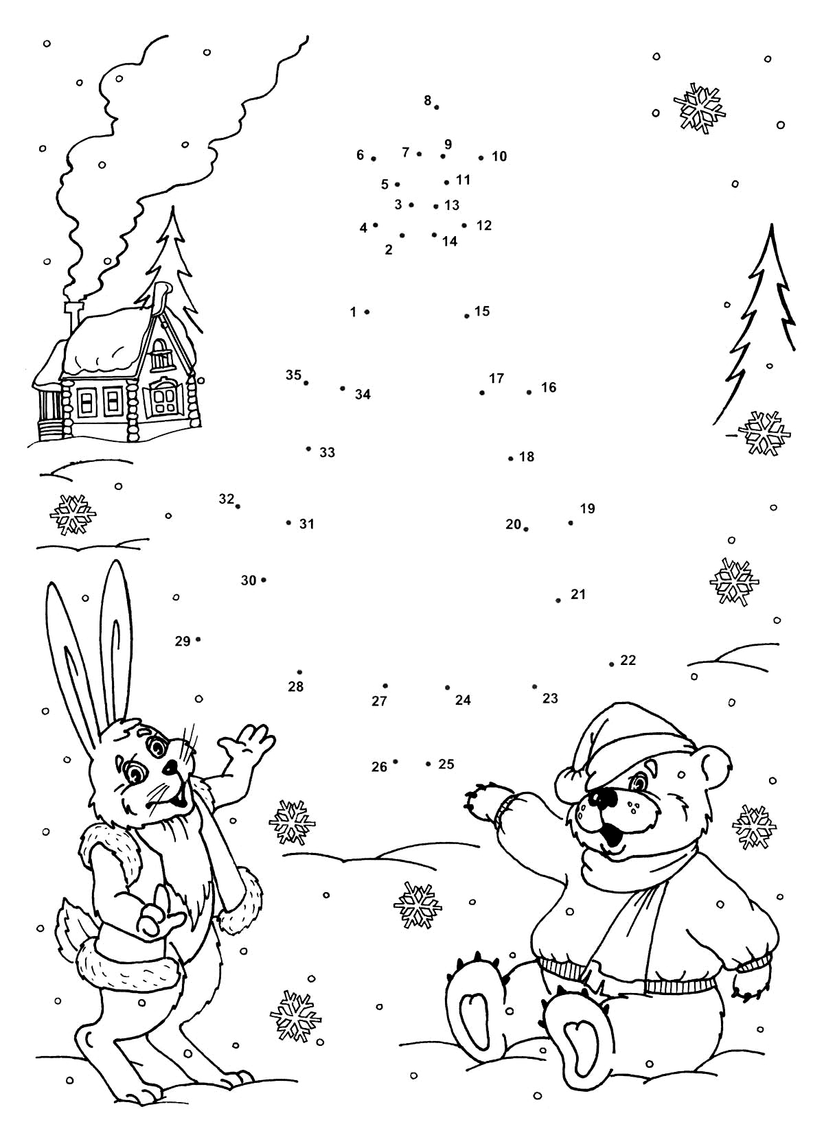 Елочка по точкам №6972. Праздничные и сезонные раскраски. Новогодние раскраски.
