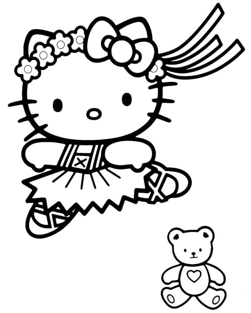 Hello Kitty с венком №7562. Популярные раскраски. Ассорти раскрасок с персонажами, героями, принцессами.