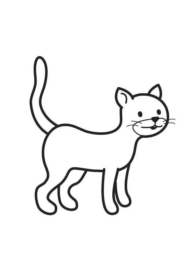 Кошка гуляет №3742. Популярные раскраски. Животные, рыбы, насекомые.