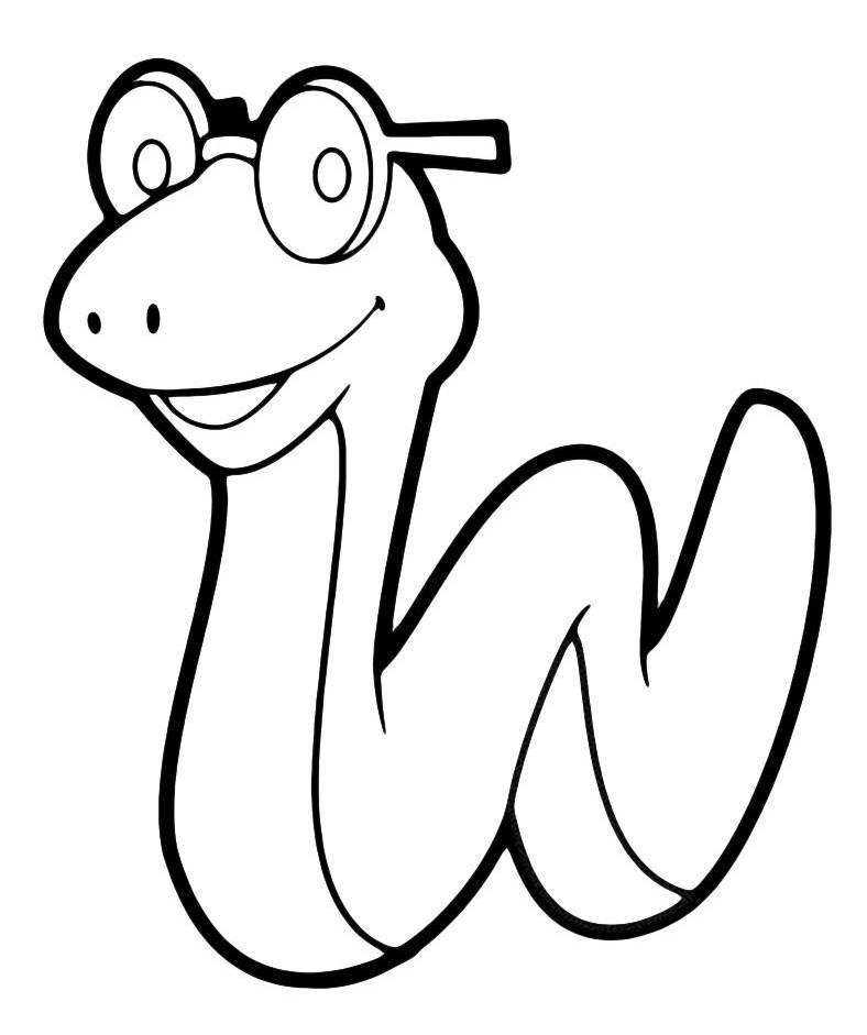 Змея в круглых очках №4048. Популярные раскраски. Животные, рыбы, насекомые.