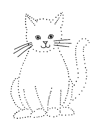 Рисование по контуру для детей, кот №411. Рисование. Рисование по точкам.