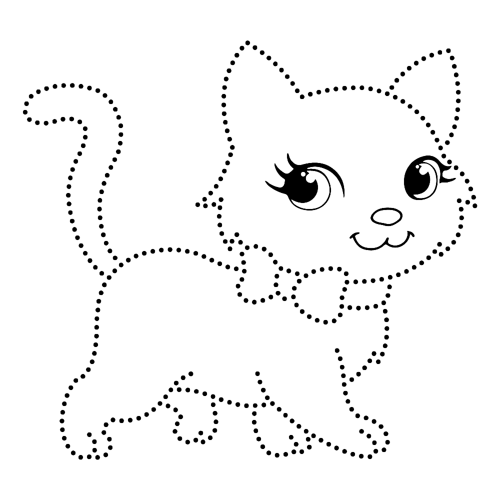 Котёнок по точкам №29. Рисование. Рисование по точкам.