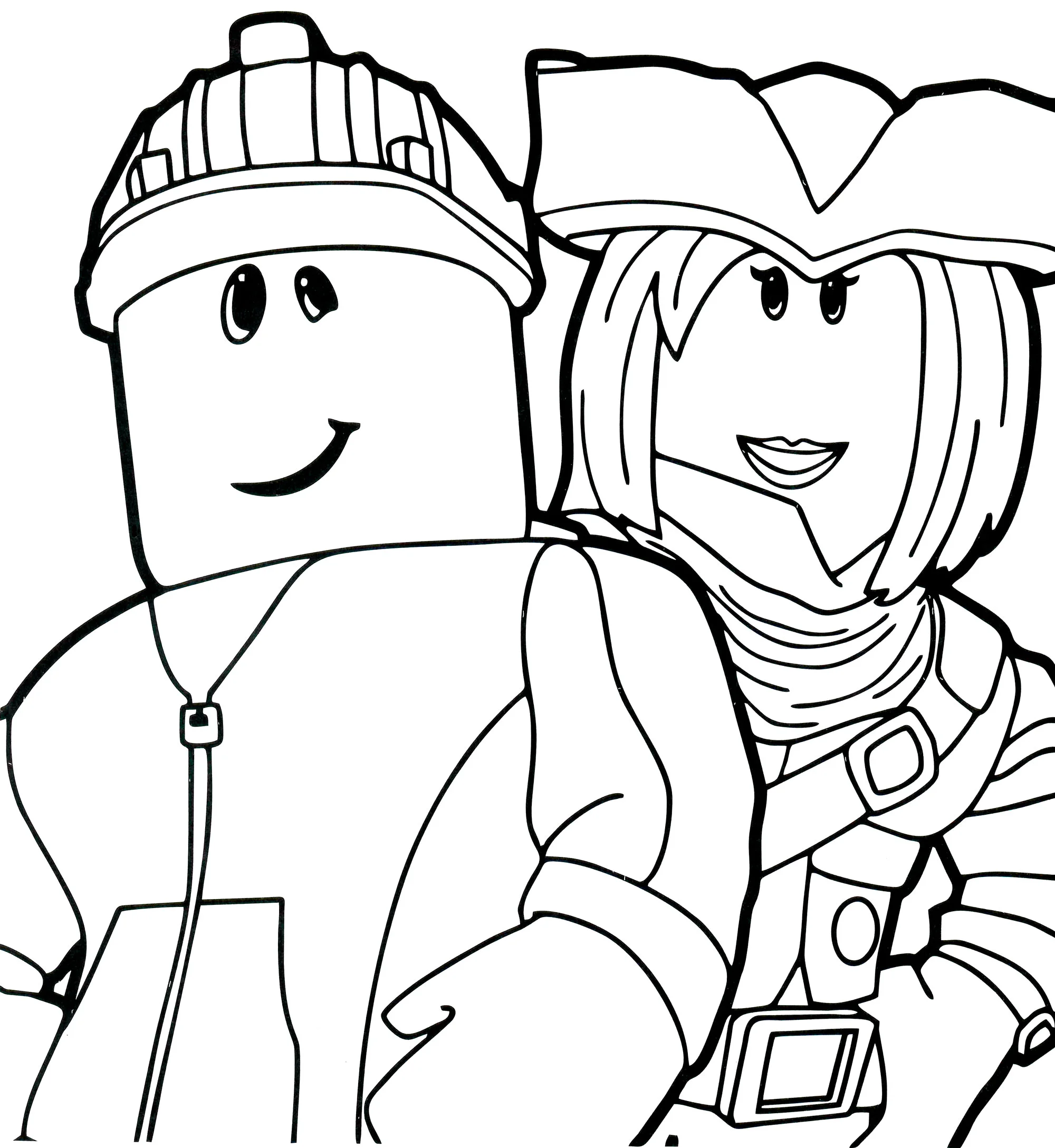 Билдермэн с девушкой, раскраска Roblox №10296. Популярные раскраски. Роблокс.