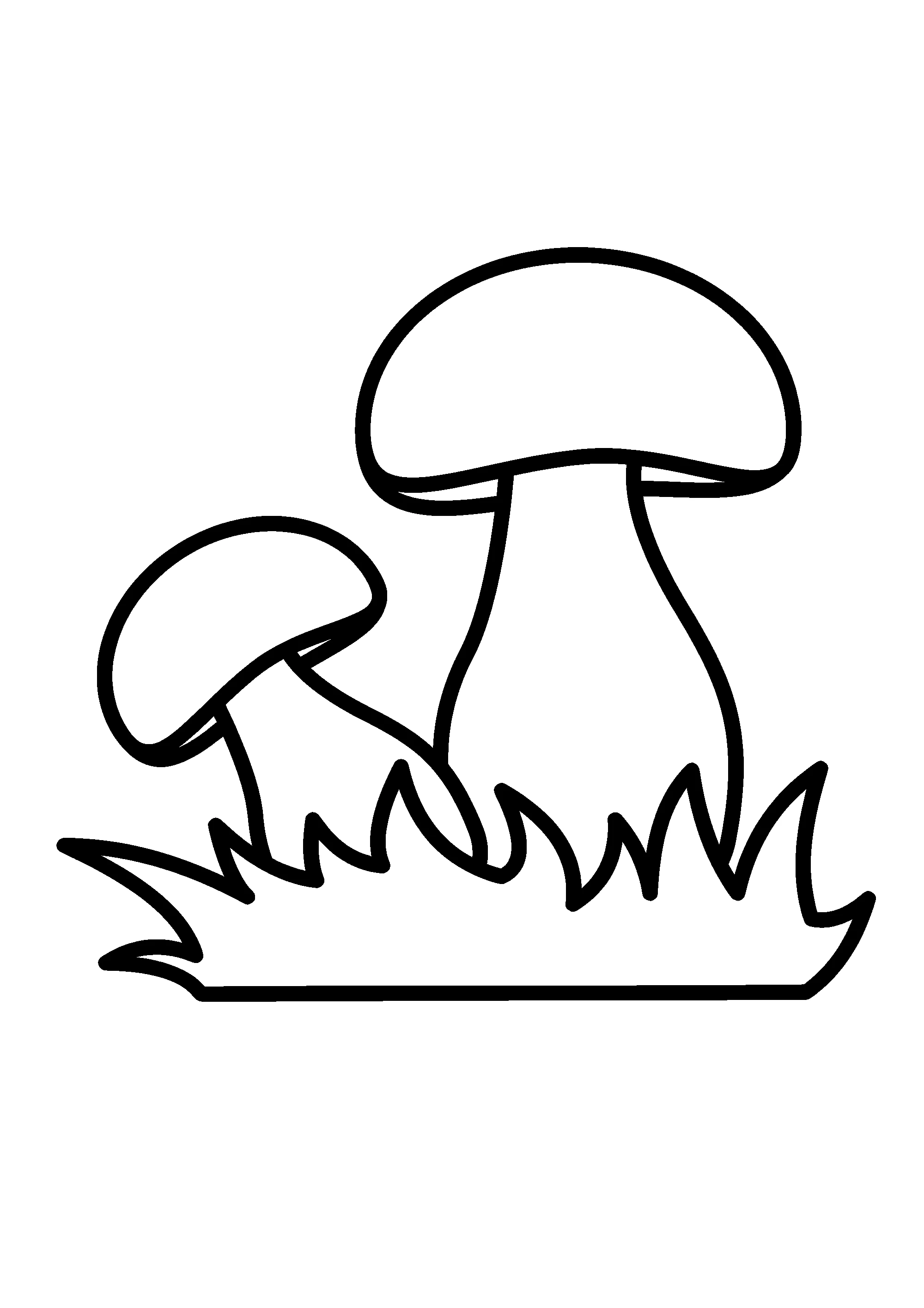 Грибы в траве Раскраска с толстым контуром №14848. Раскраски по возрастам и полу. Раскраски для малышей с толстым контуром.