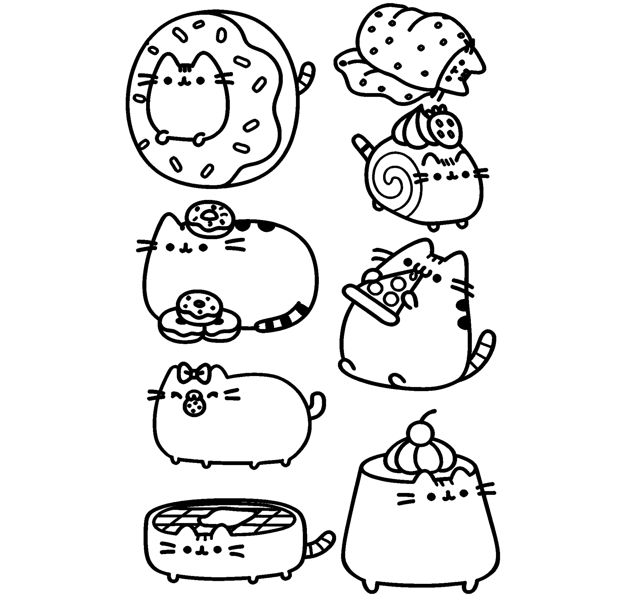 Кот Пуишн и десерты №8278. Популярные раскраски. Коты, кошки, котята.