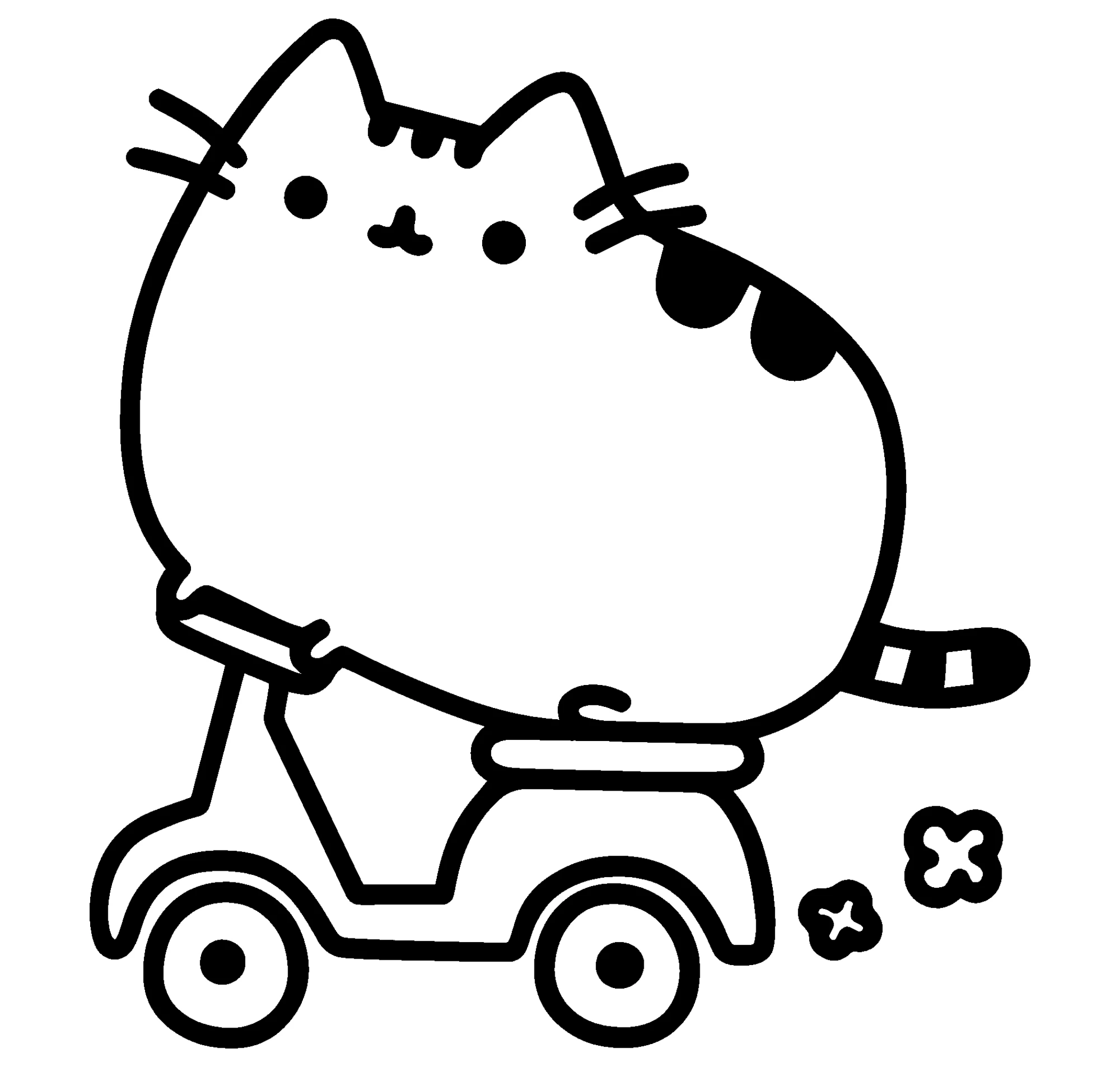 Кот Пушин на скутере №8295. Популярные раскраски. Коты, кошки, котята.