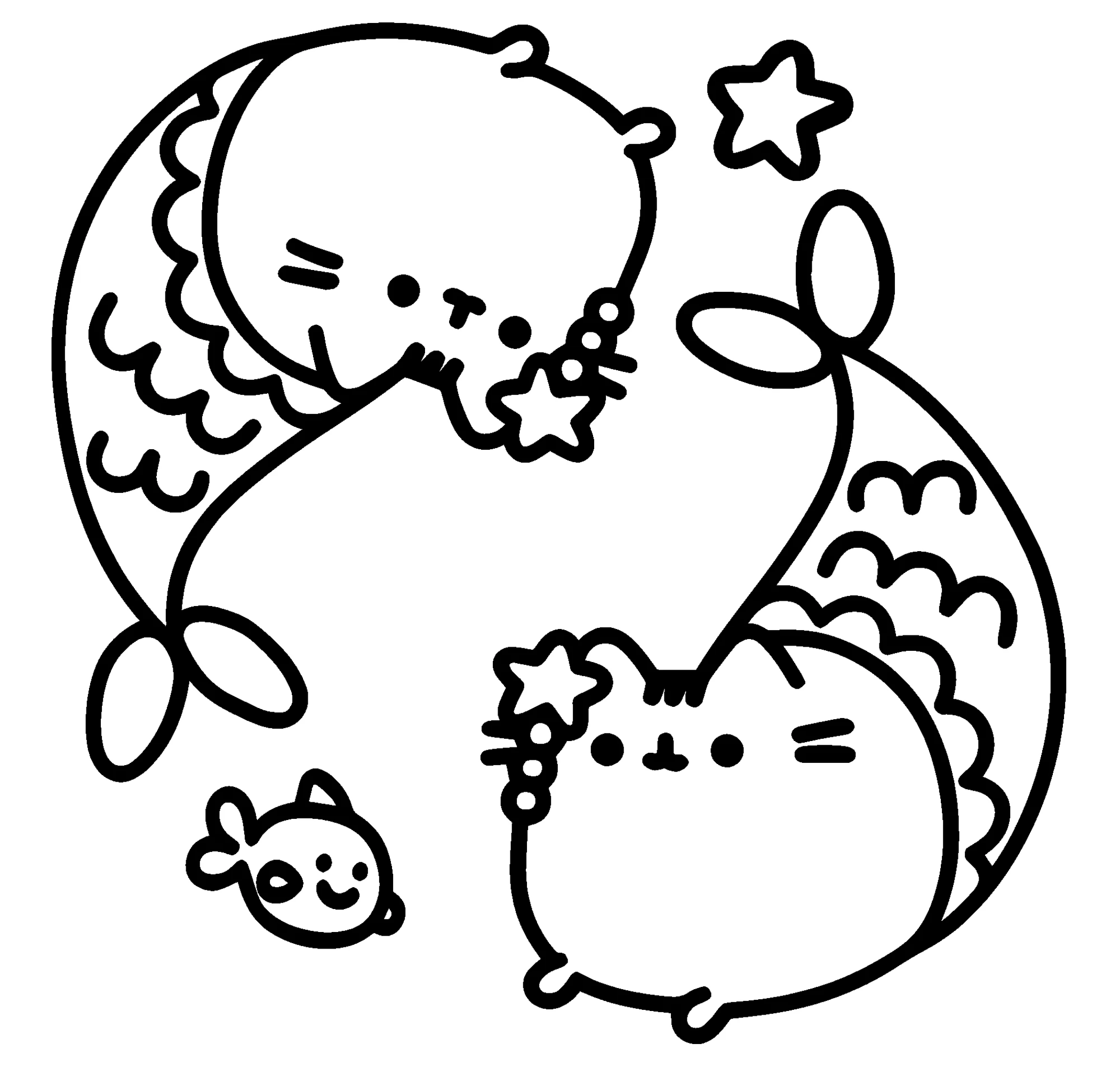 Пушин русалка №8294. Популярные раскраски. Коты, кошки, котята.