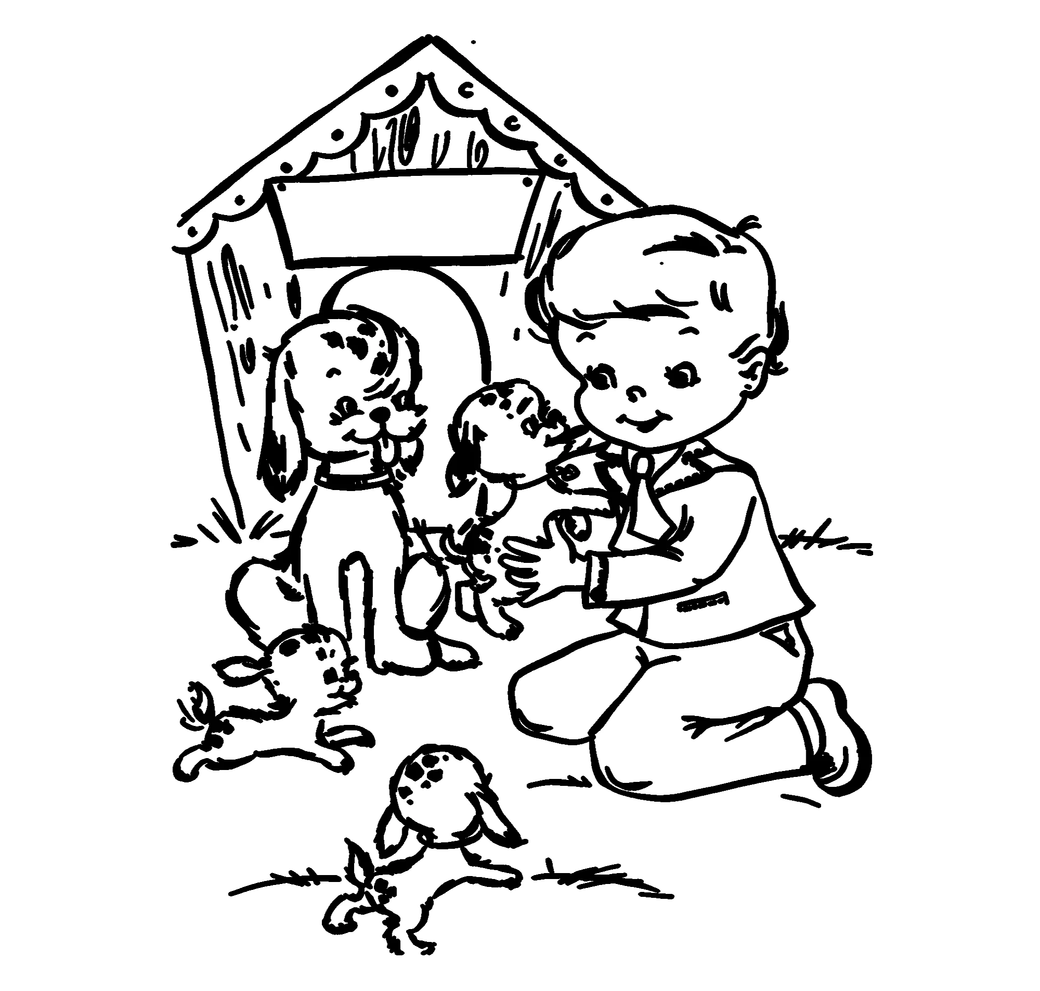 Четыре щенка-далматинца №8249. Популярные раскраски. Собаки и щенки.