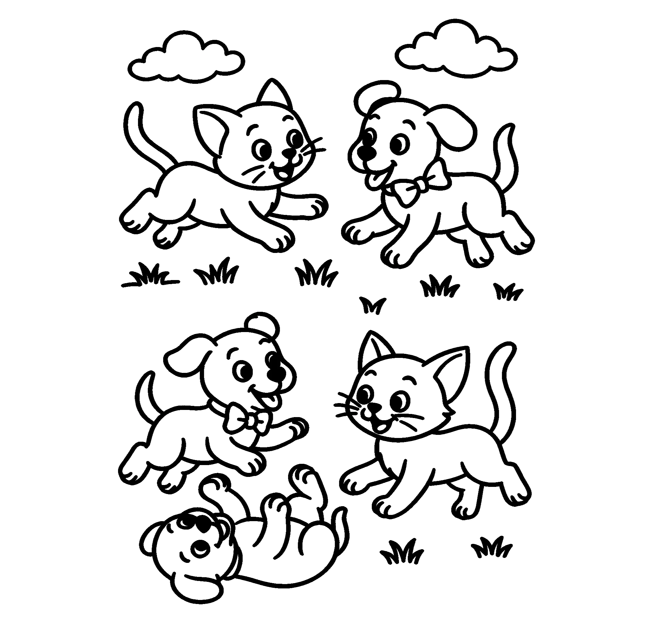 Коты и собаки №8142. Популярные раскраски. Собаки и щенки.