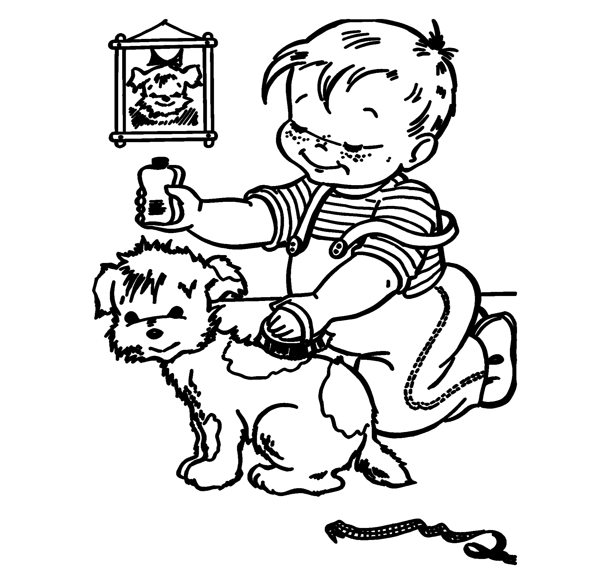 Собаке причесывают шерстку №8209. Популярные раскраски. Собаки и щенки.