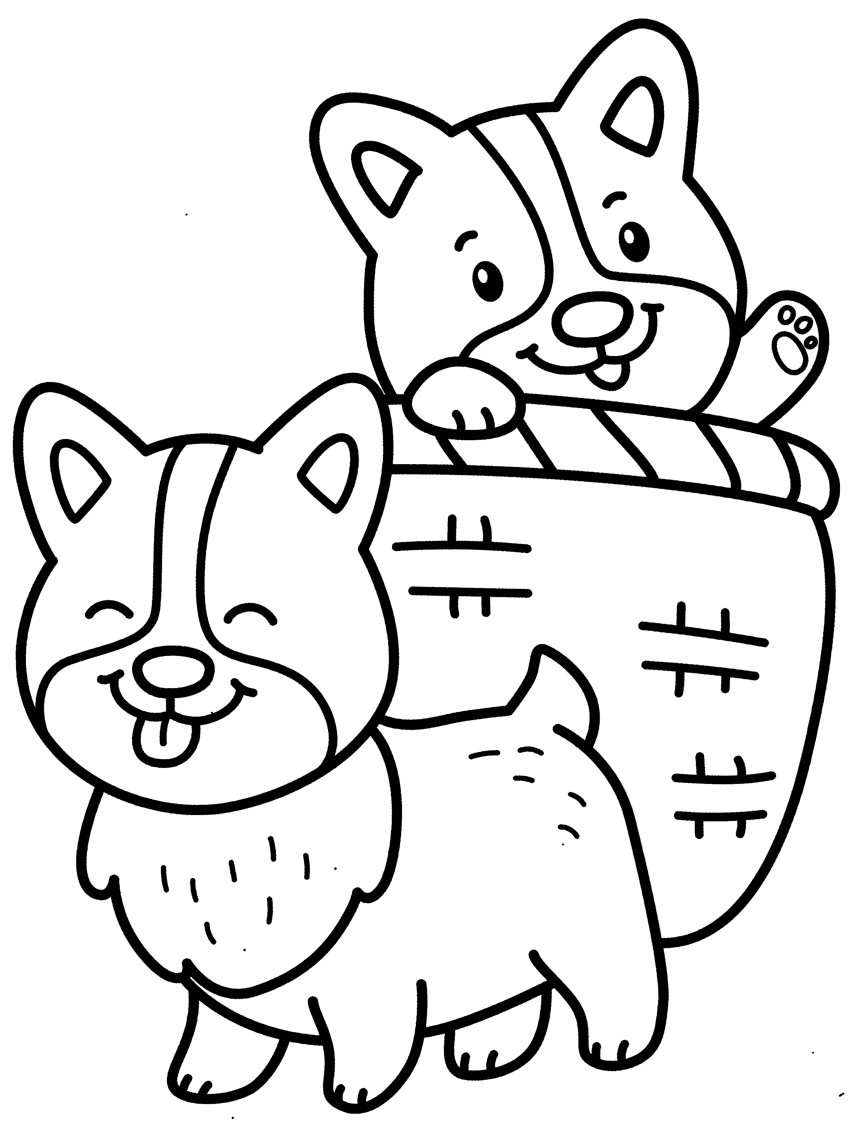 Милые корги №8122. Популярные раскраски. Собаки и щенки.
