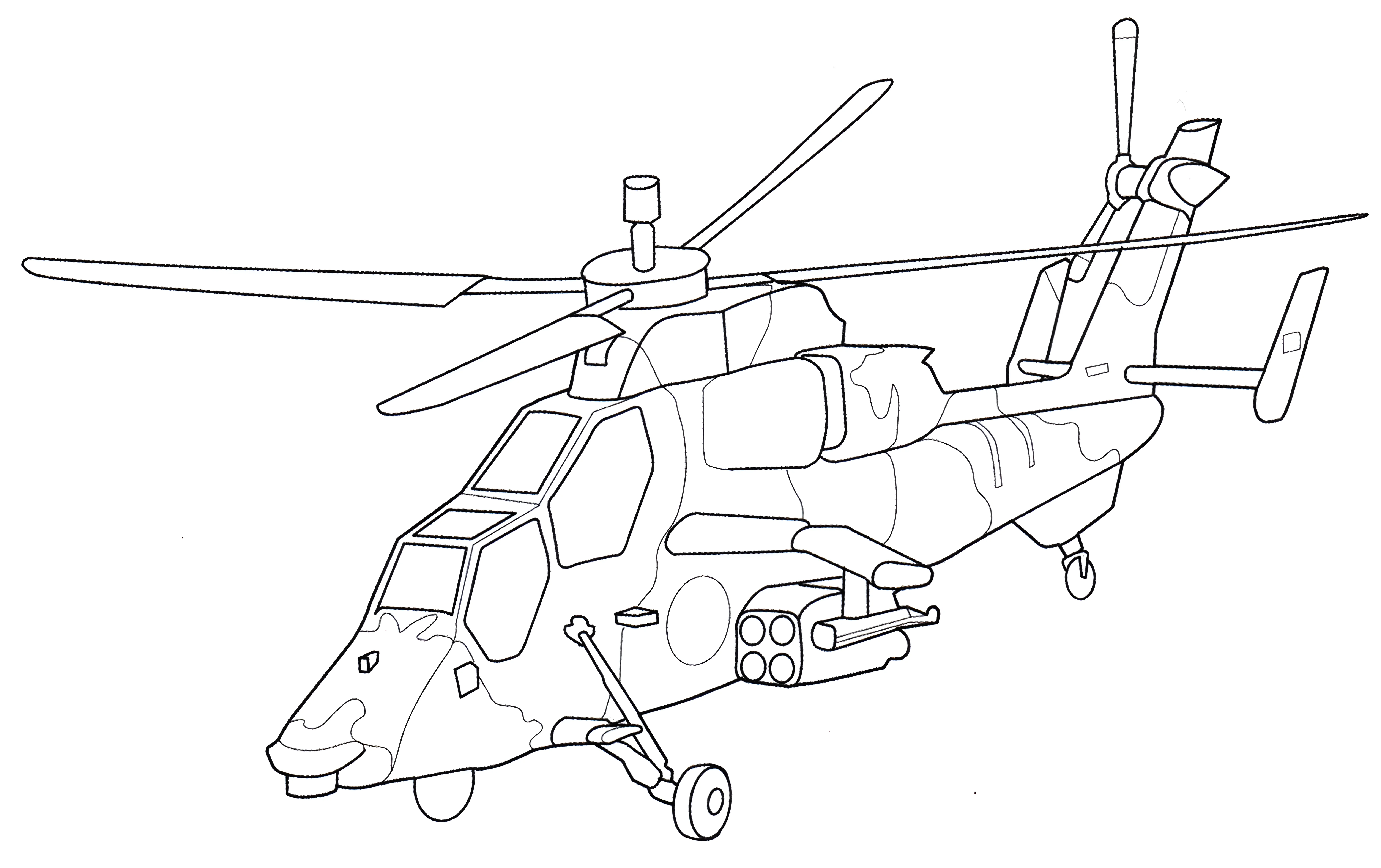 PAH-2 Tiger №15021. Раскраски по возрастам и полу. Раскраски для мальчиков (техника).