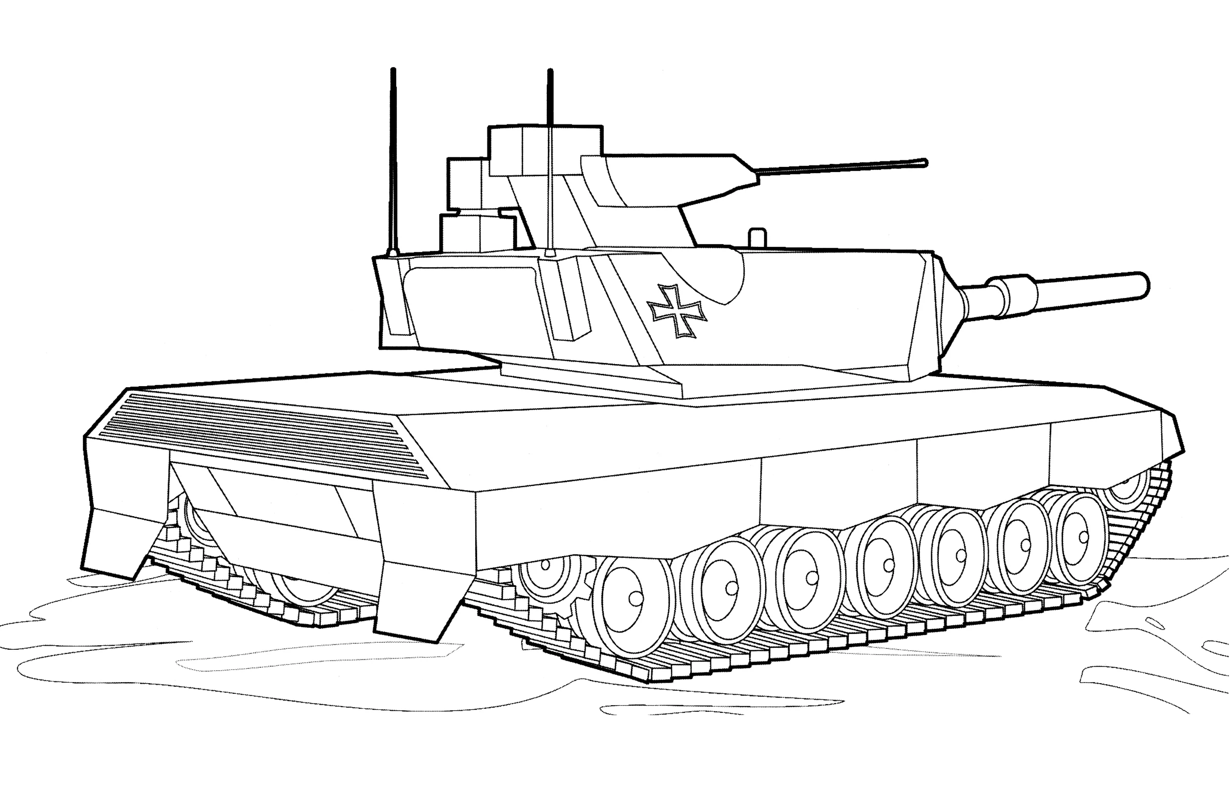 Танк "Леопард-2" (Германия №15031. Раскраски по возрастам и полу. Раскраски для мальчиков (техника).