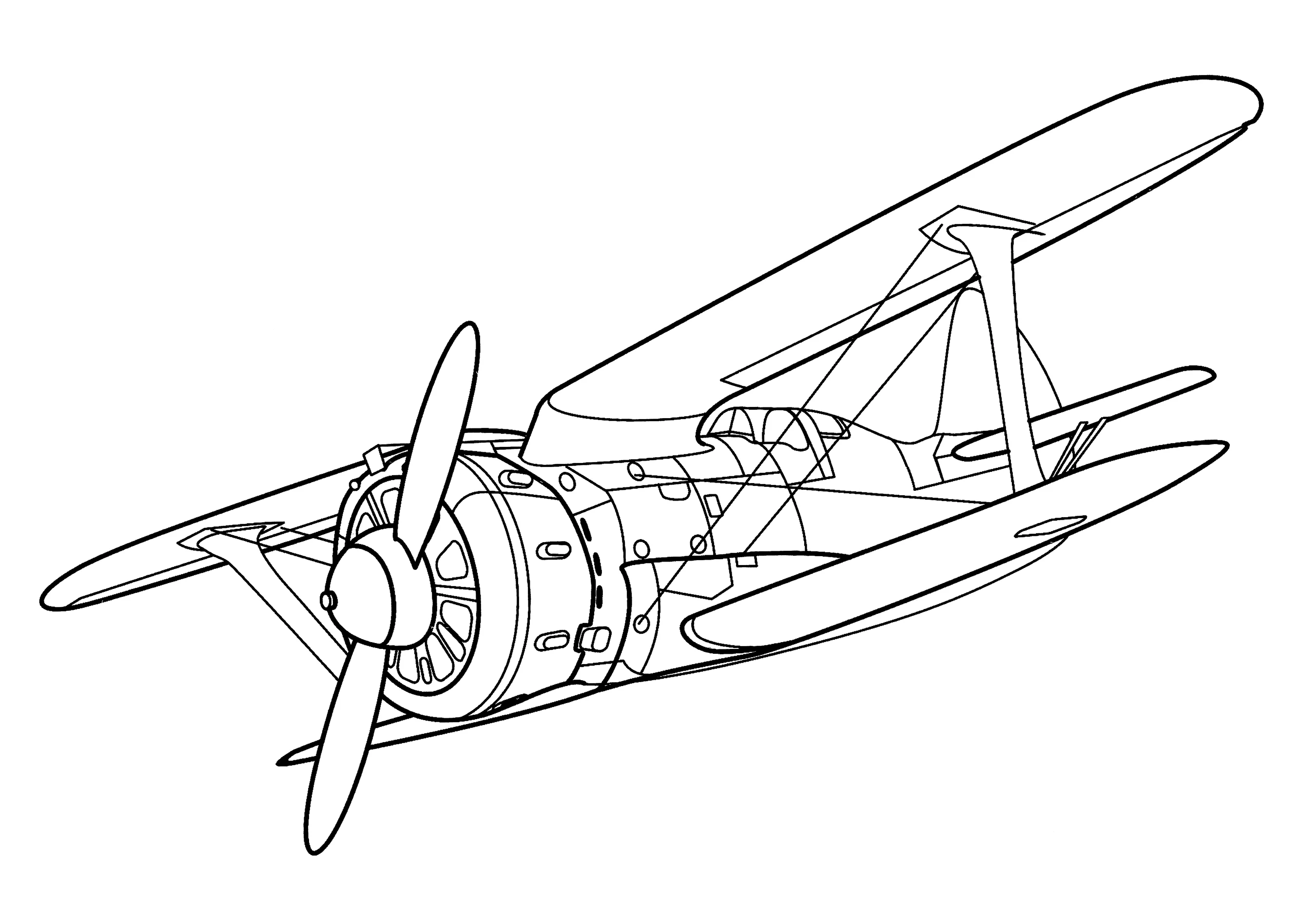 Истребитель И-153 "Чайка №15043. Раскраски по возрастам и полу. Раскраски для мальчиков (техника).