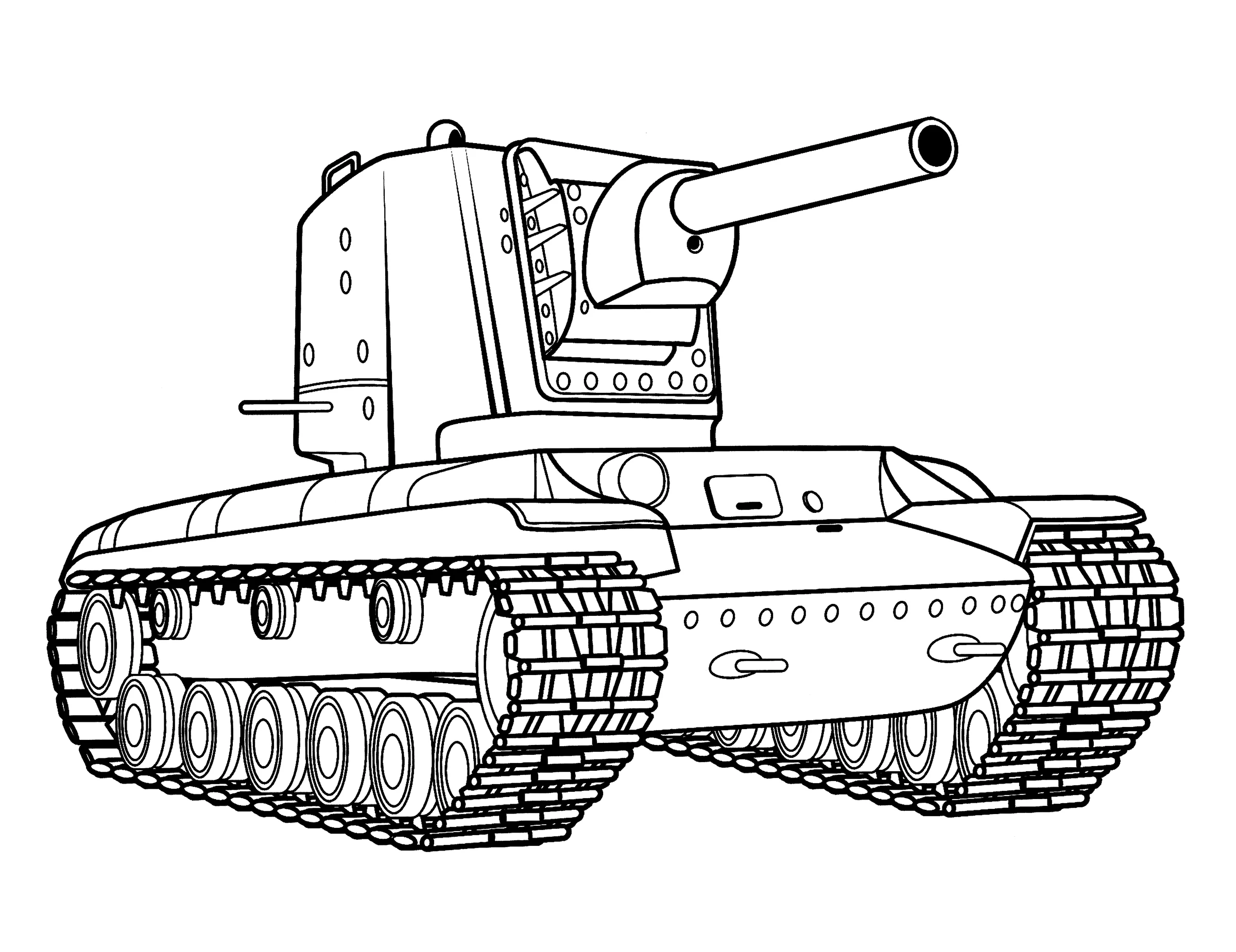 Тяжёлый штурмовой танк КВ-2 №15055. Раскраски по возрастам и полу. Раскраски для мальчиков (техника).