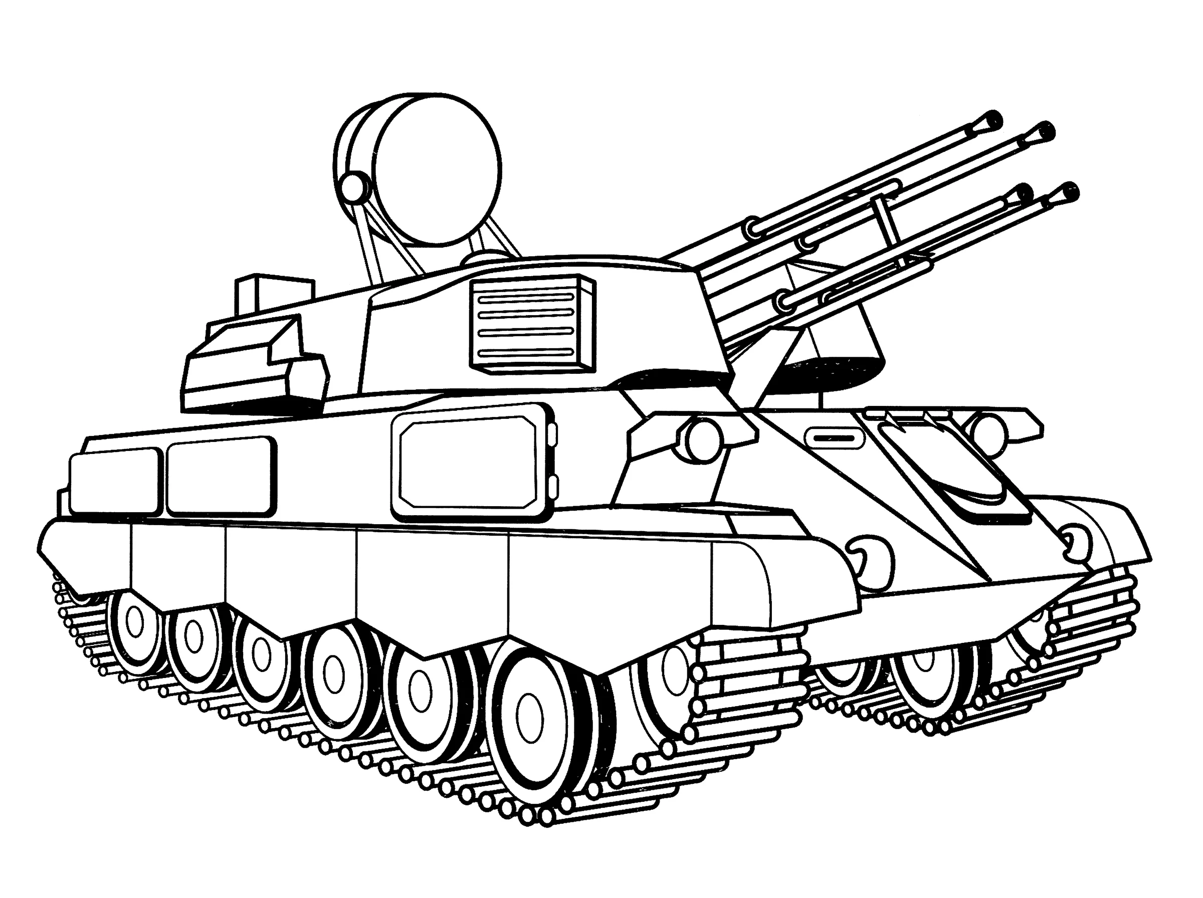 Зенитная самоходная установка ЗСУ-23-4 "Шилка №15059. Раскраски по возрастам и полу. Раскраски для мальчиков (техника).