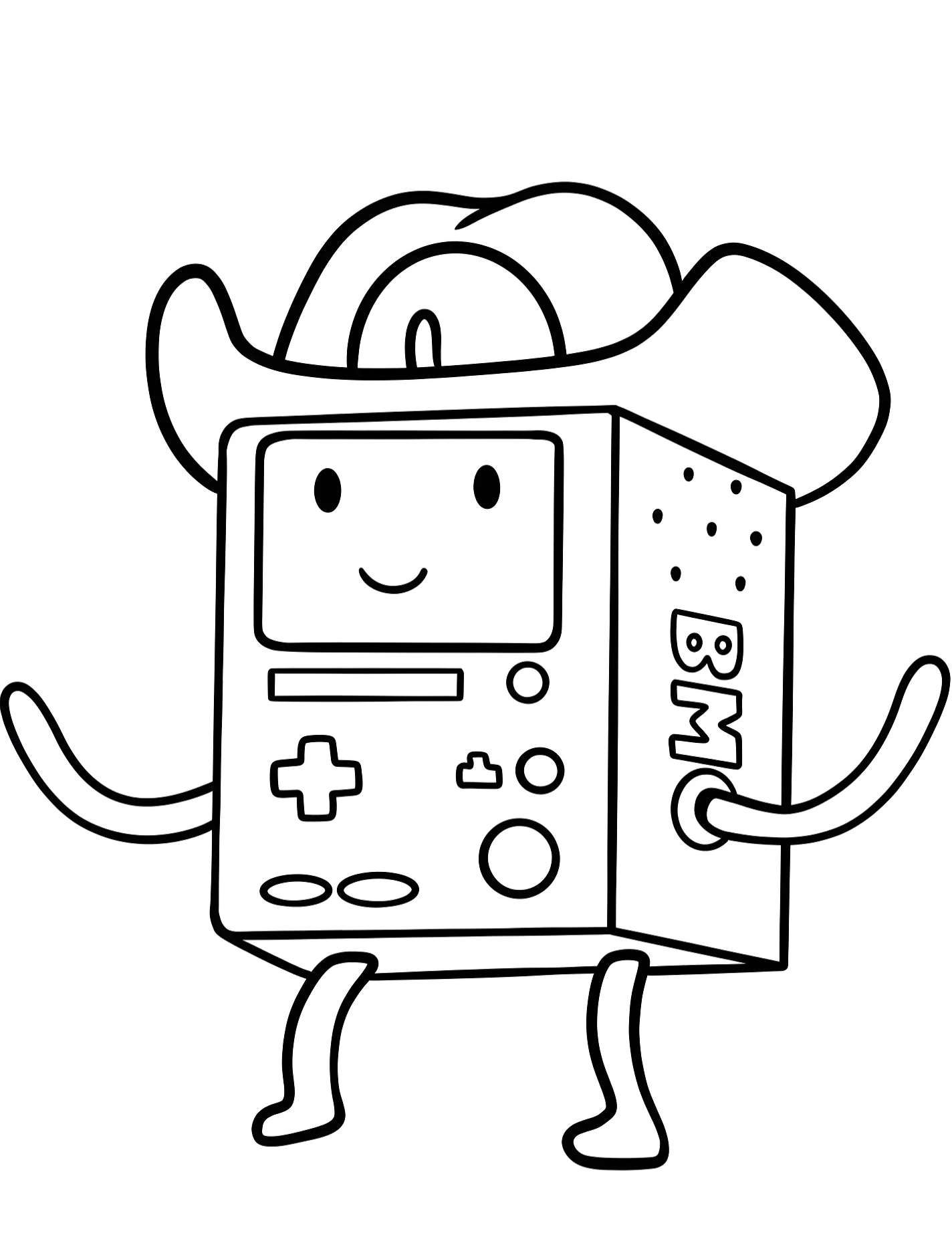 Веселый BMO из мультфильма Время приключений №8279. Раскраски из мультиков. Время приключений (Adventure Time).