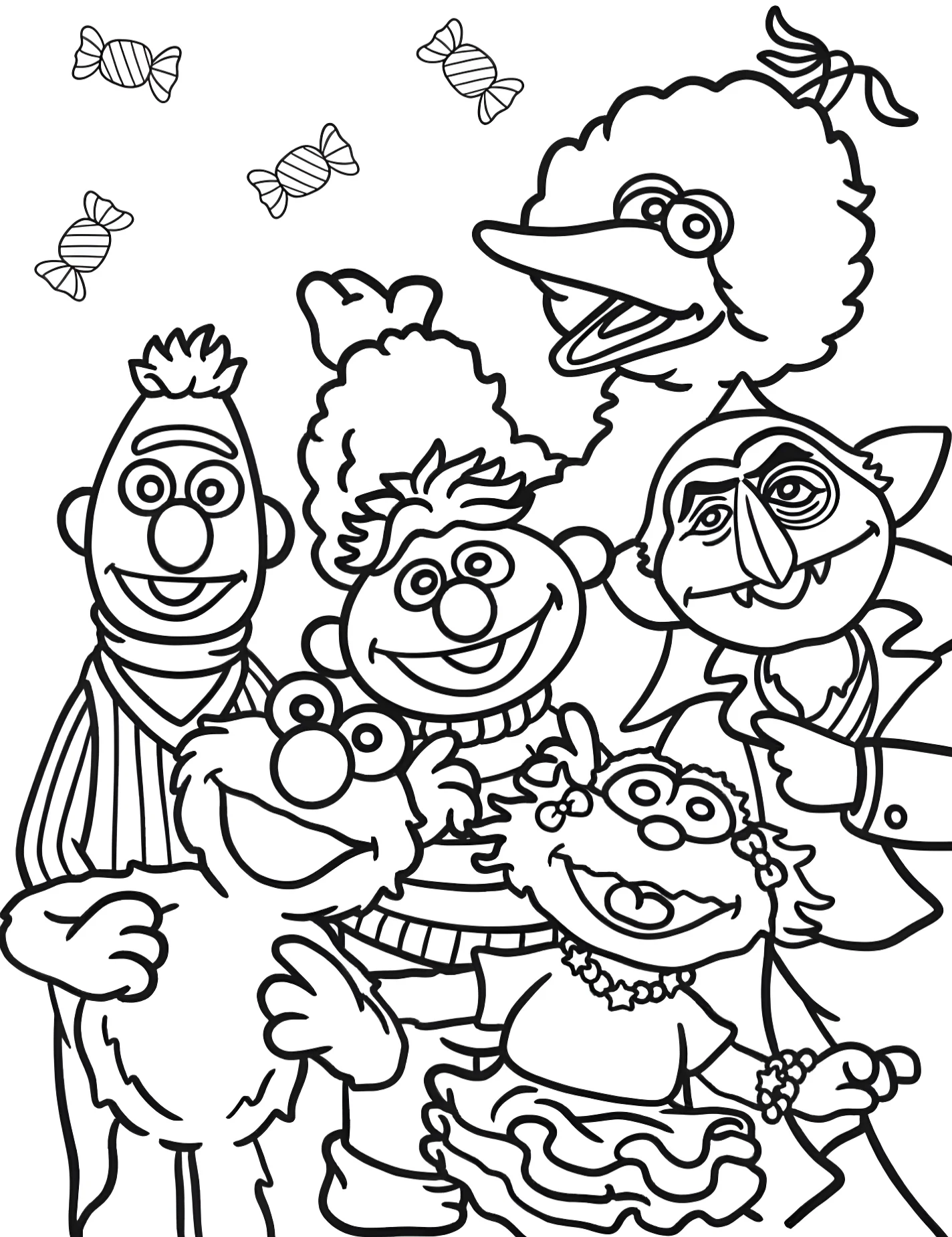 Веселые друзья из Sesame Street для детей №9753. Раскраски из мультиков. Улица Сезам (Sesame Street).