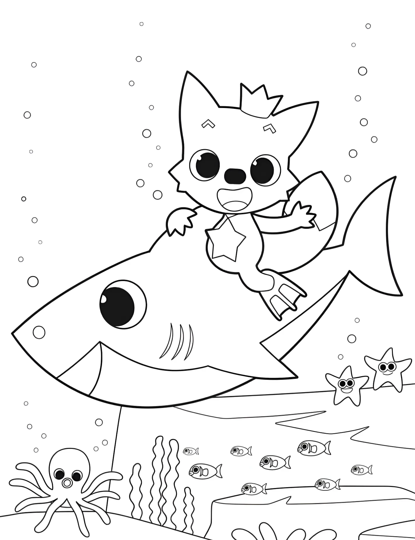 Весёлый малыш Shark для детей №8348. Раскраски из мультиков. Бэби Шарк (Baby Shark).