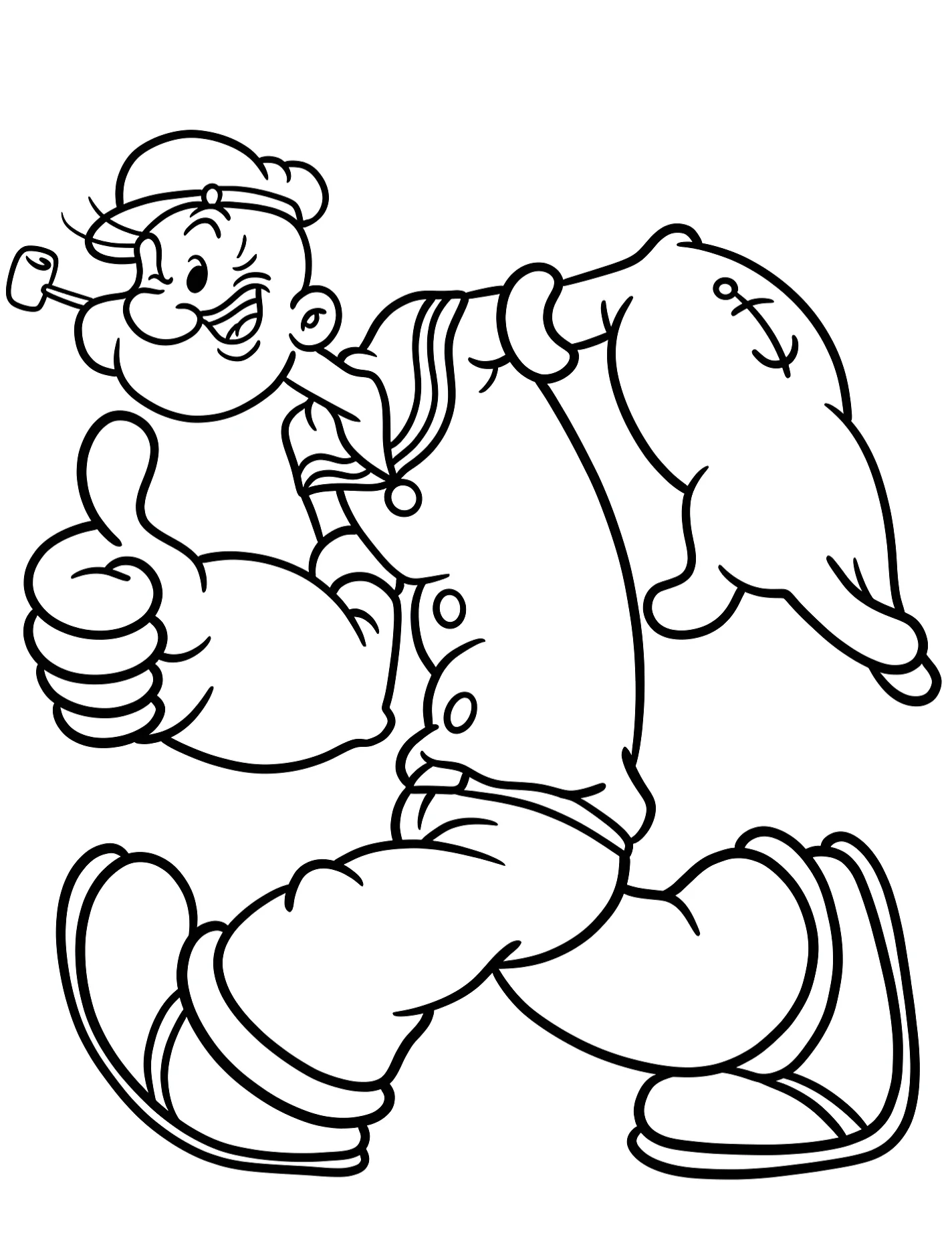 Забавный Попай идет для детей №9564. Раскраски из мультиков. Попай (Popeye).