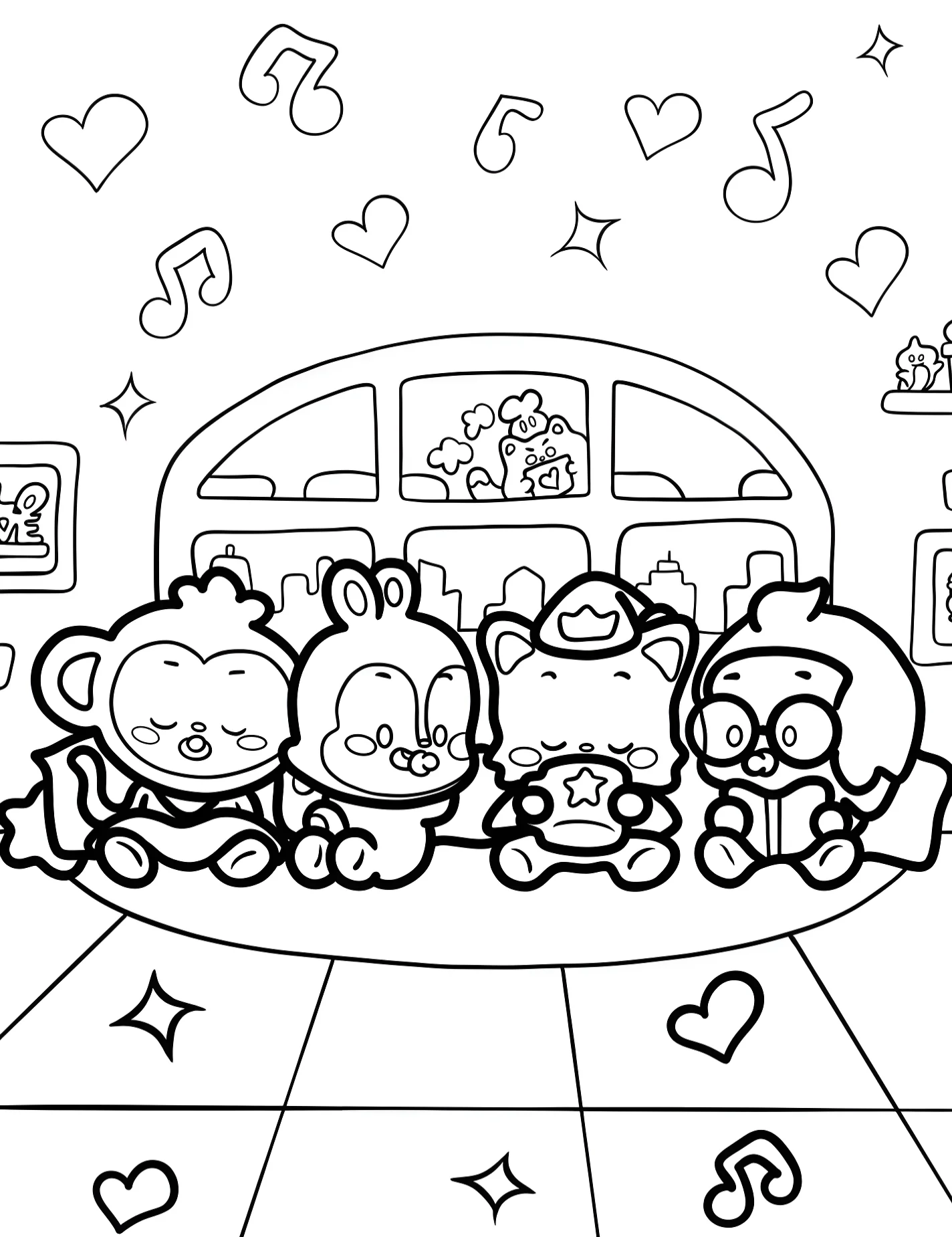 Милые персонажи Pinkfong для детей №9456. Раскраски из мультиков. Пинкфонг (Pinkfong).