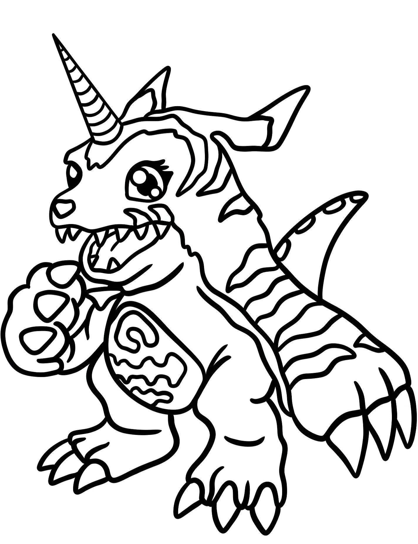 Милый Габумон для детей №8712. Раскраски из мультиков. Дигимон (Digimon).