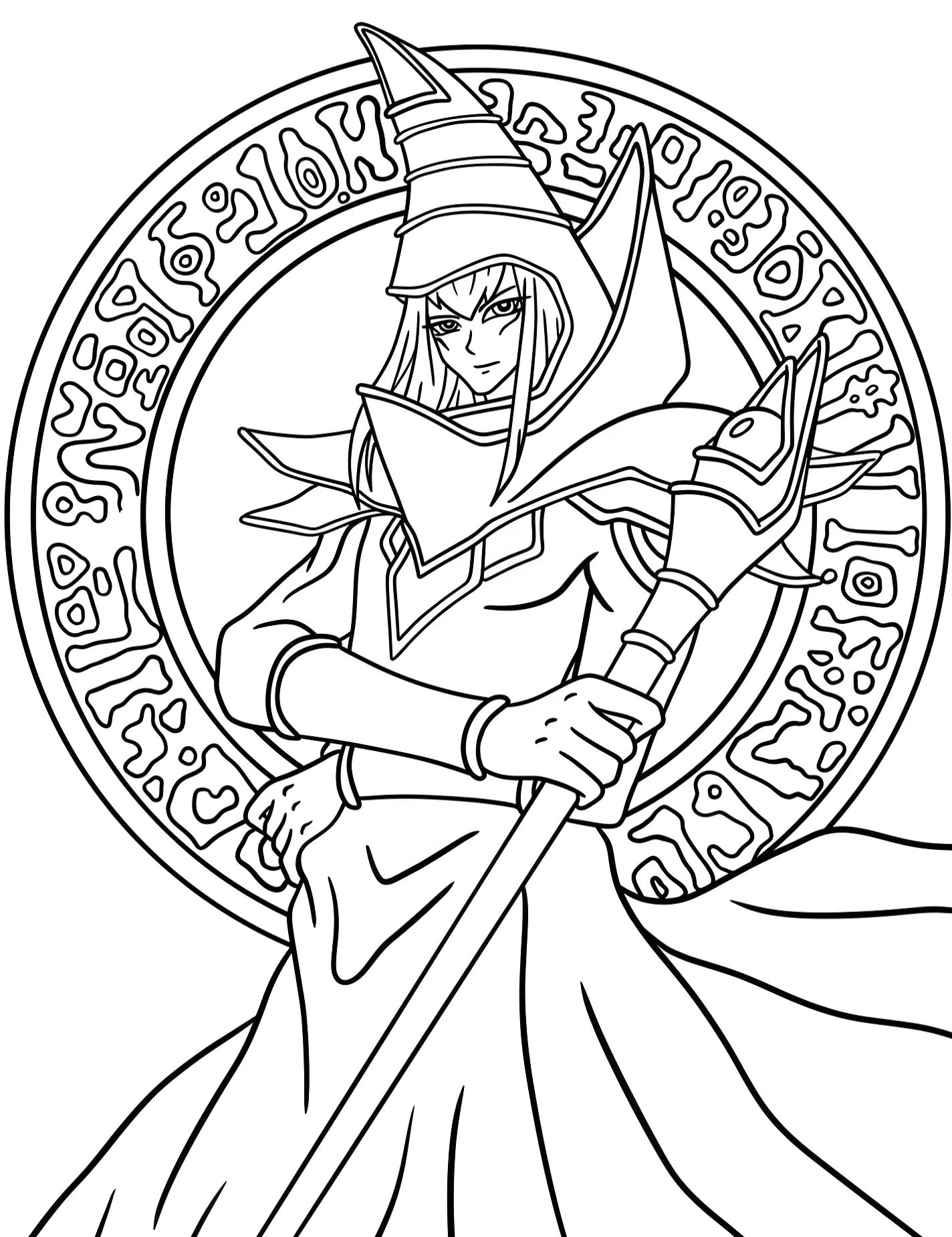 Темный Маг для детей №10345. Раскраски из мультиков. Югио! (Yu-Gi-Oh!).