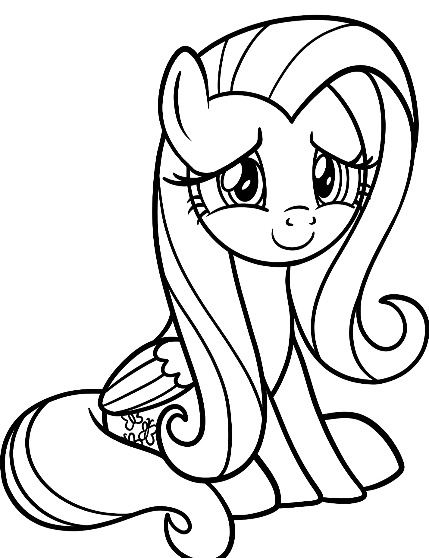Милая пони Шайни для детей №8852. Раскраски из мультиков. Флаттершай (Fluttershy).