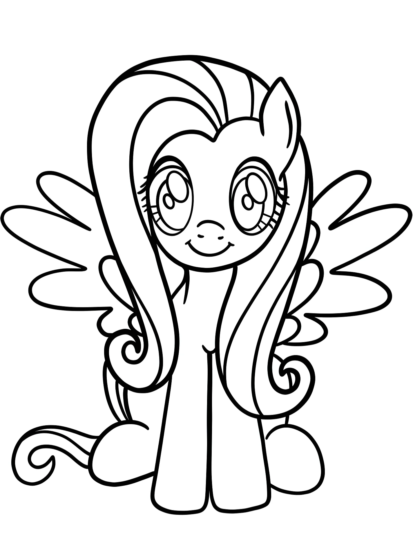 Милая пони Fluttershy для малышей №8853. Раскраски из мультиков. Флаттершай (Fluttershy).